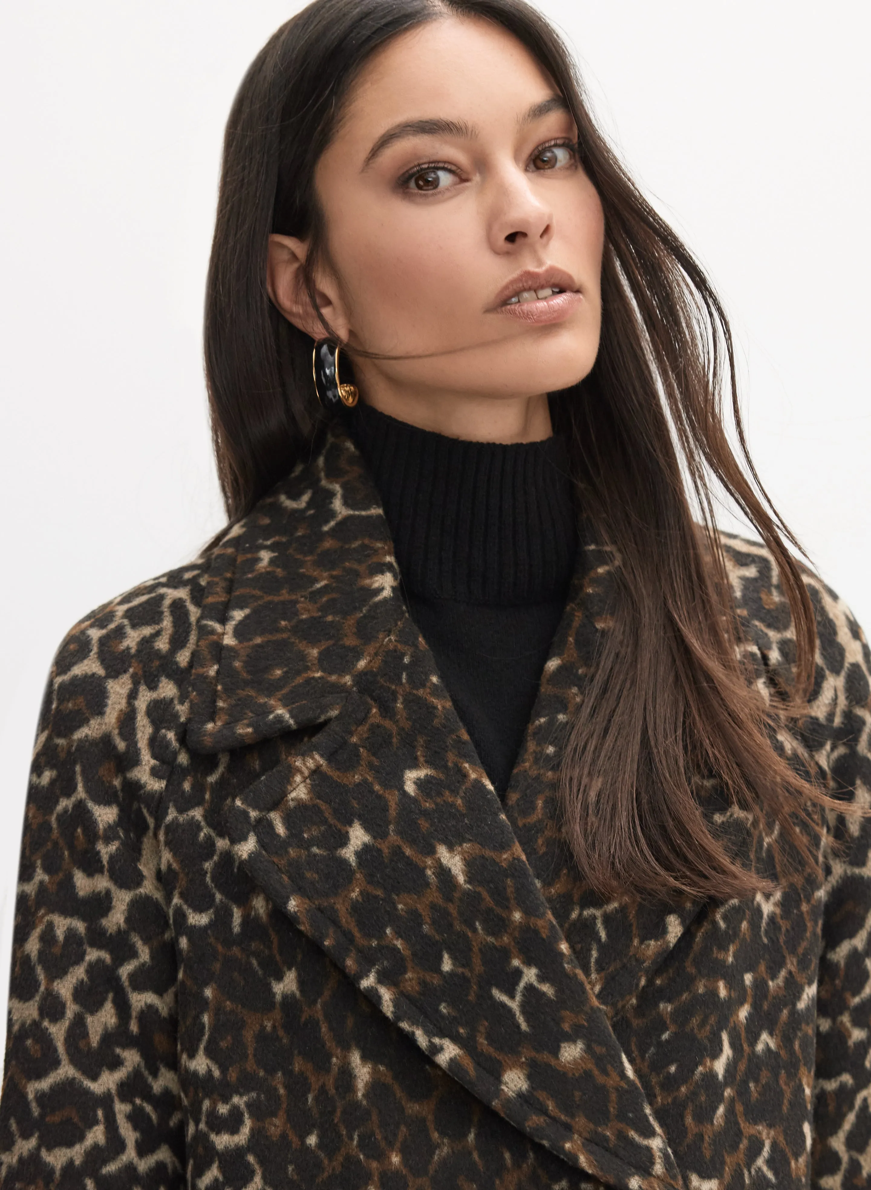Leopard Print Wool-Blend Coat sold by Laura product image thumbnail 4