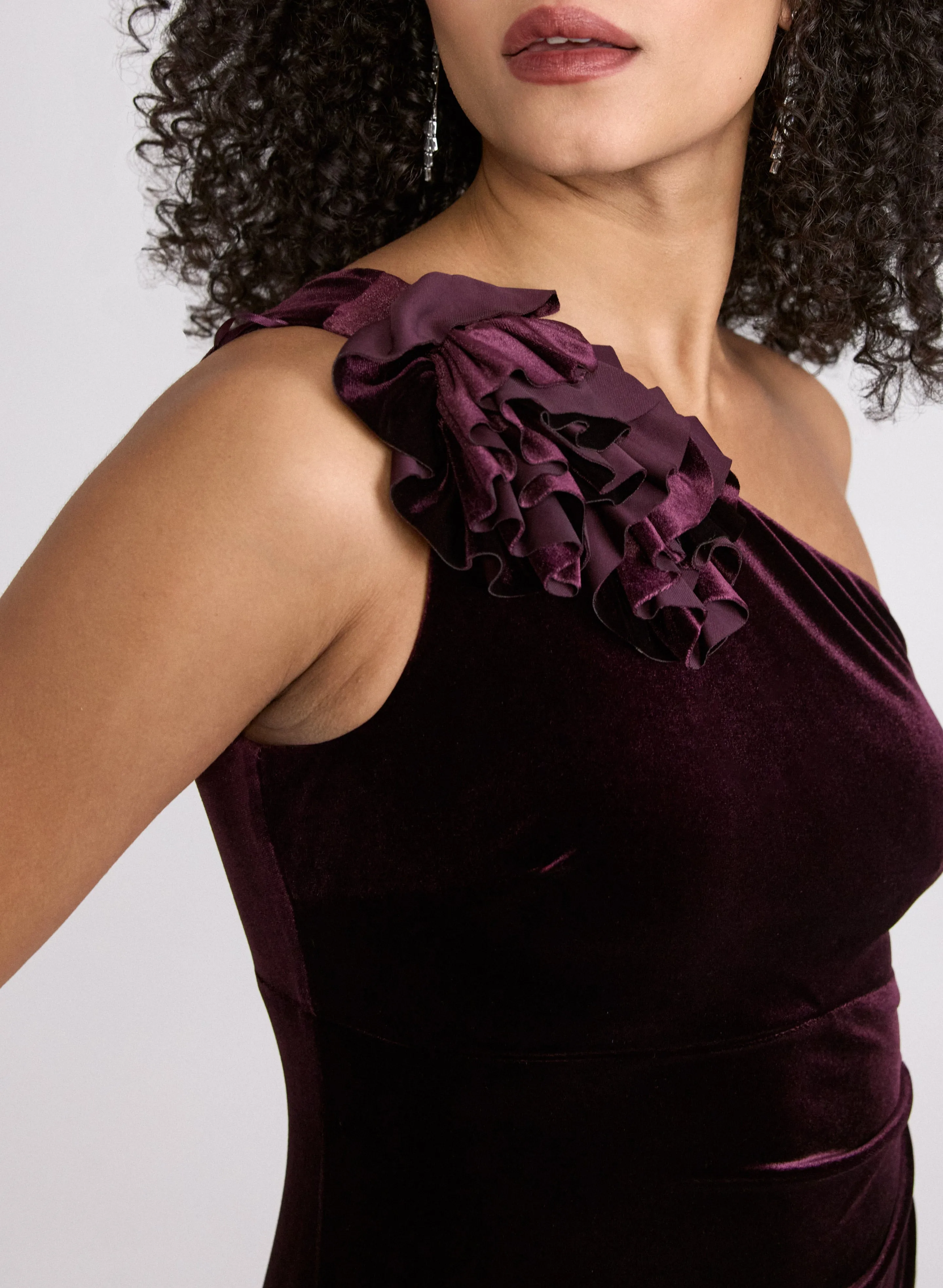 Velvet One-Shoulder Dress sold by Laura product image thumbnail 2