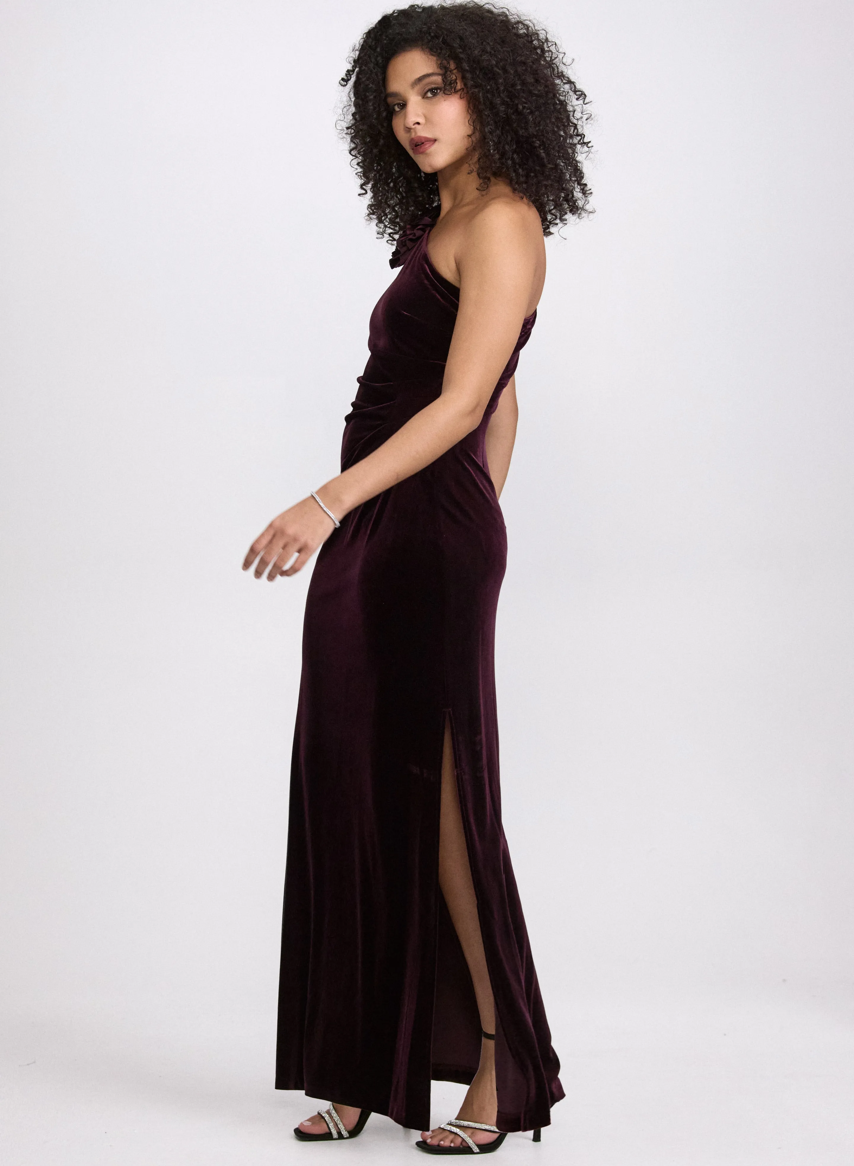 Velvet One-Shoulder Dress sold by Laura product image thumbnail 3