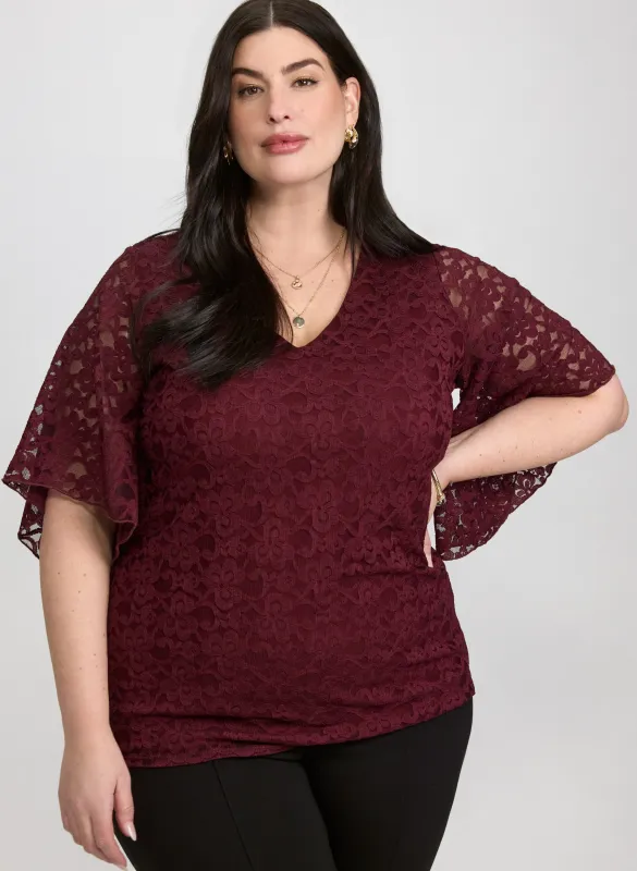 Lace V-Neck Blouse sold by Laura