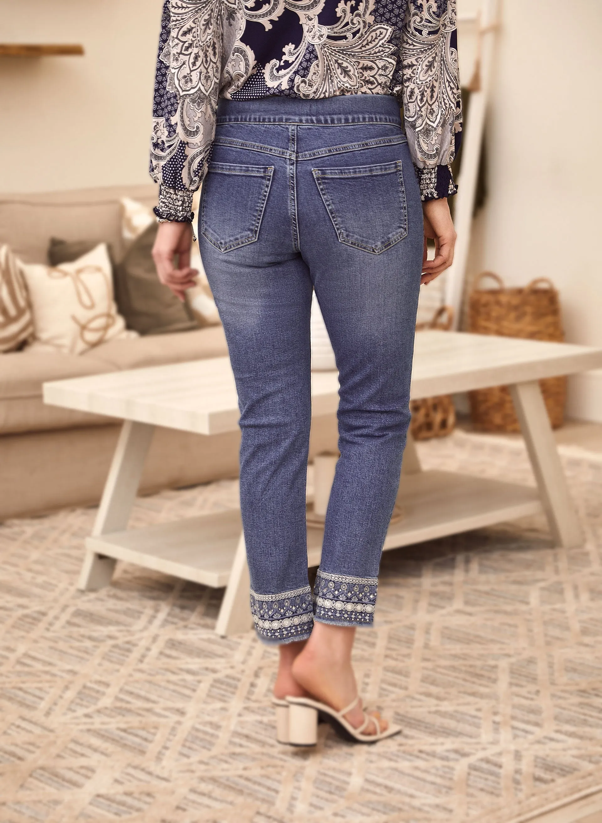 Embroidered Detail Pull-On Jeans sold by Laura product image thumbnail 4