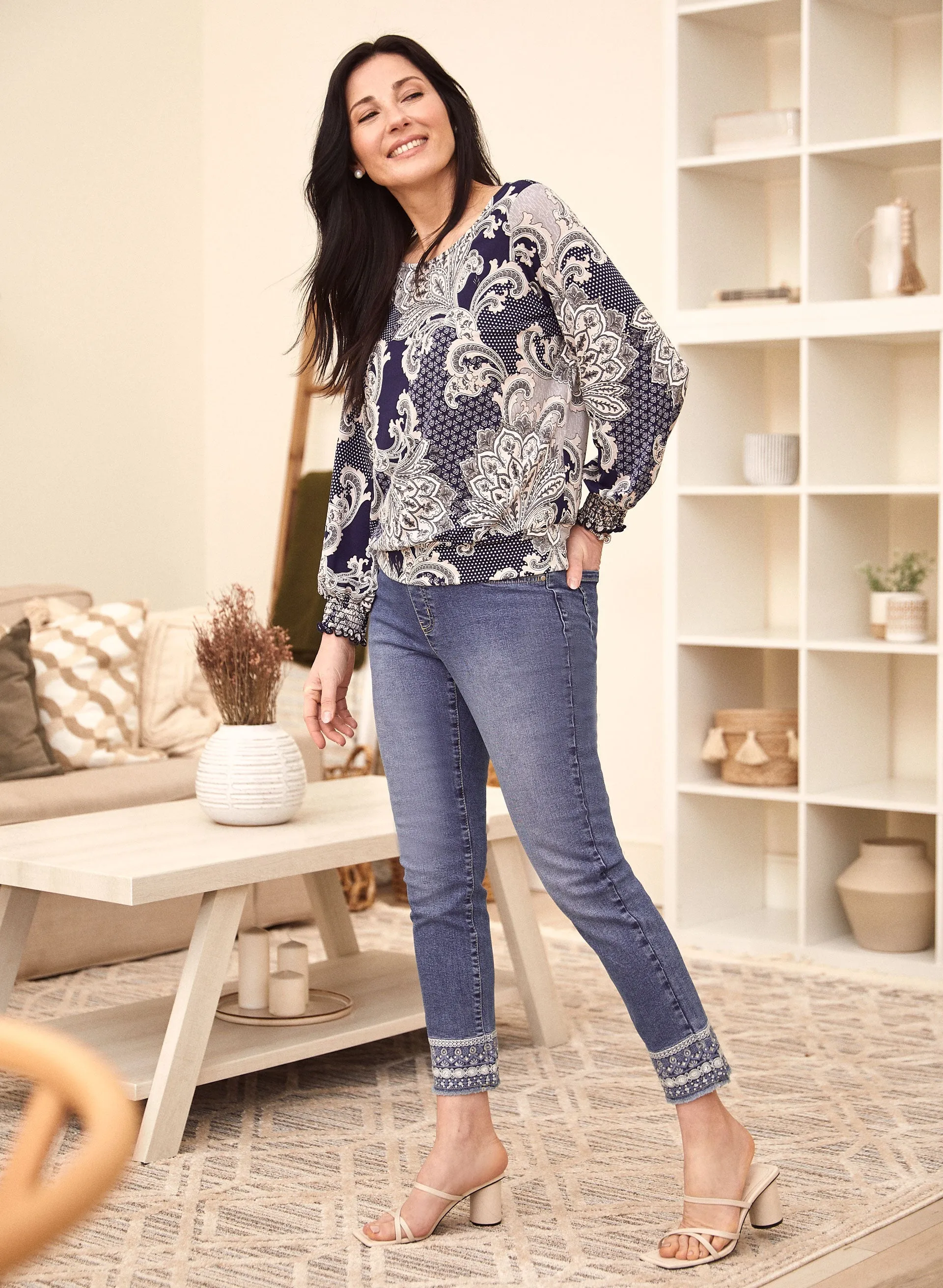 Embroidered Detail Pull-On Jeans sold by Laura product image thumbnail 2