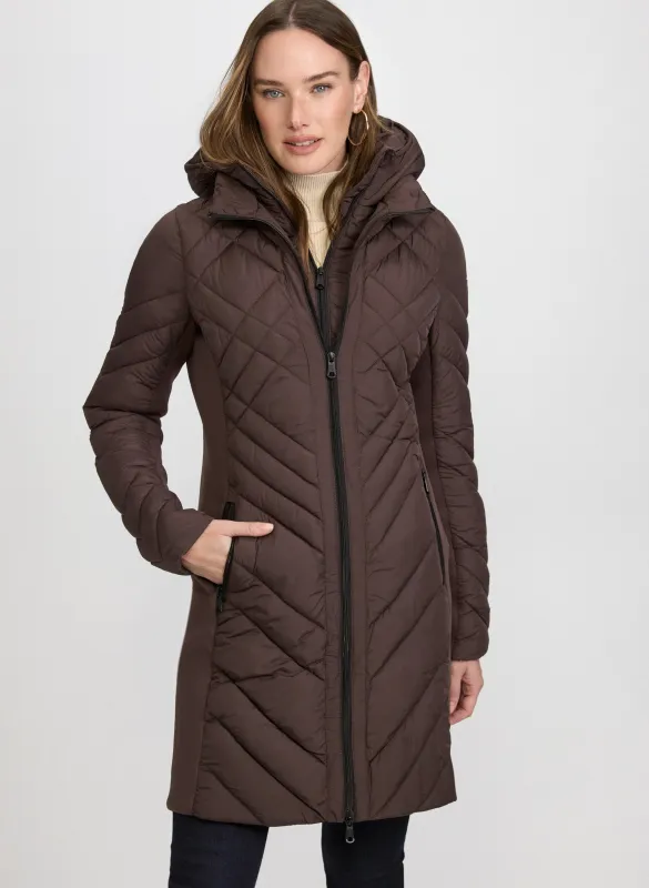 Bernardo - Quilted Scuba Detail Coat sold by Laura