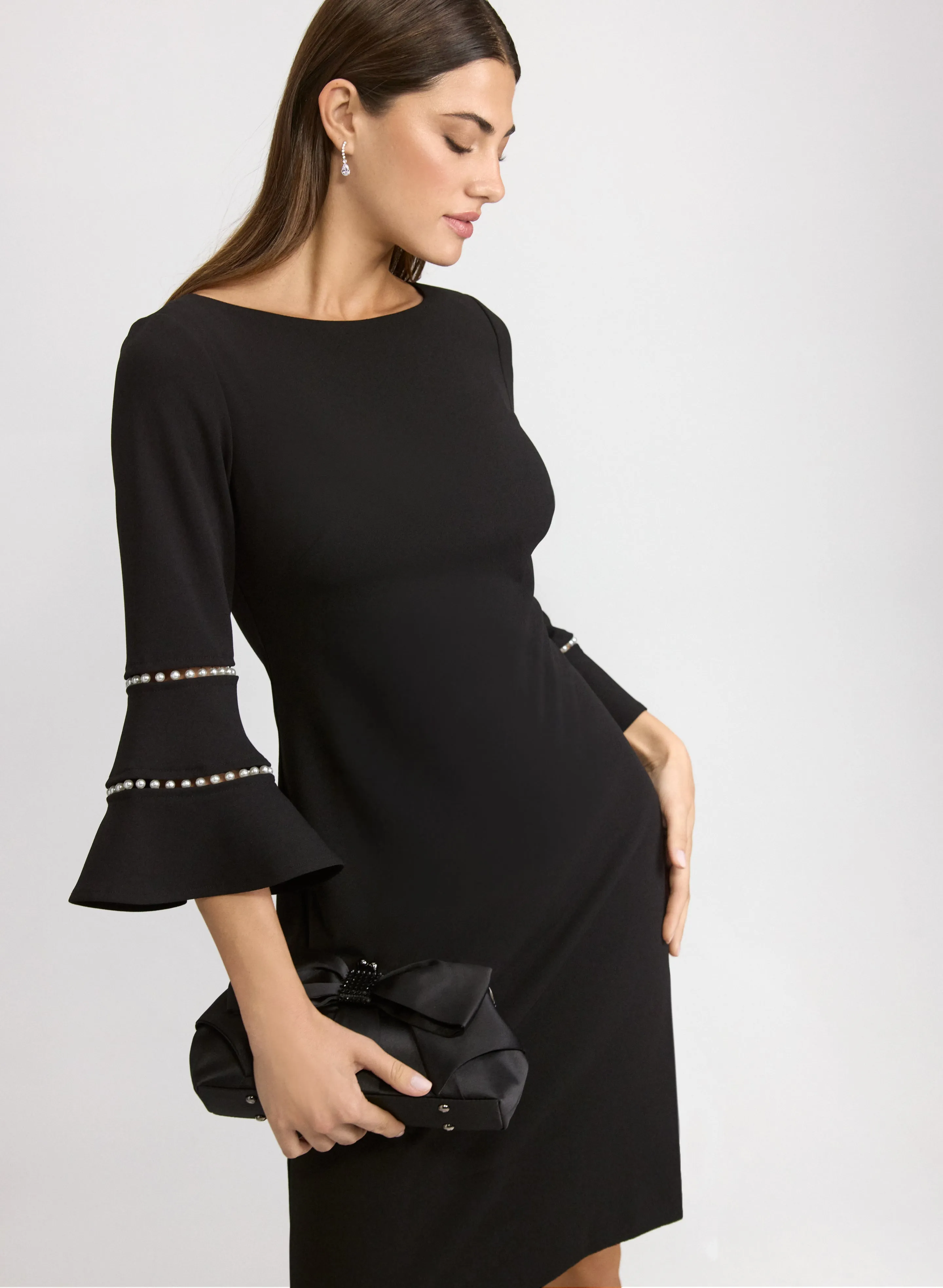 Pearl Embellished Bell Sleeve Dress sold by Laura product image thumbnail 4