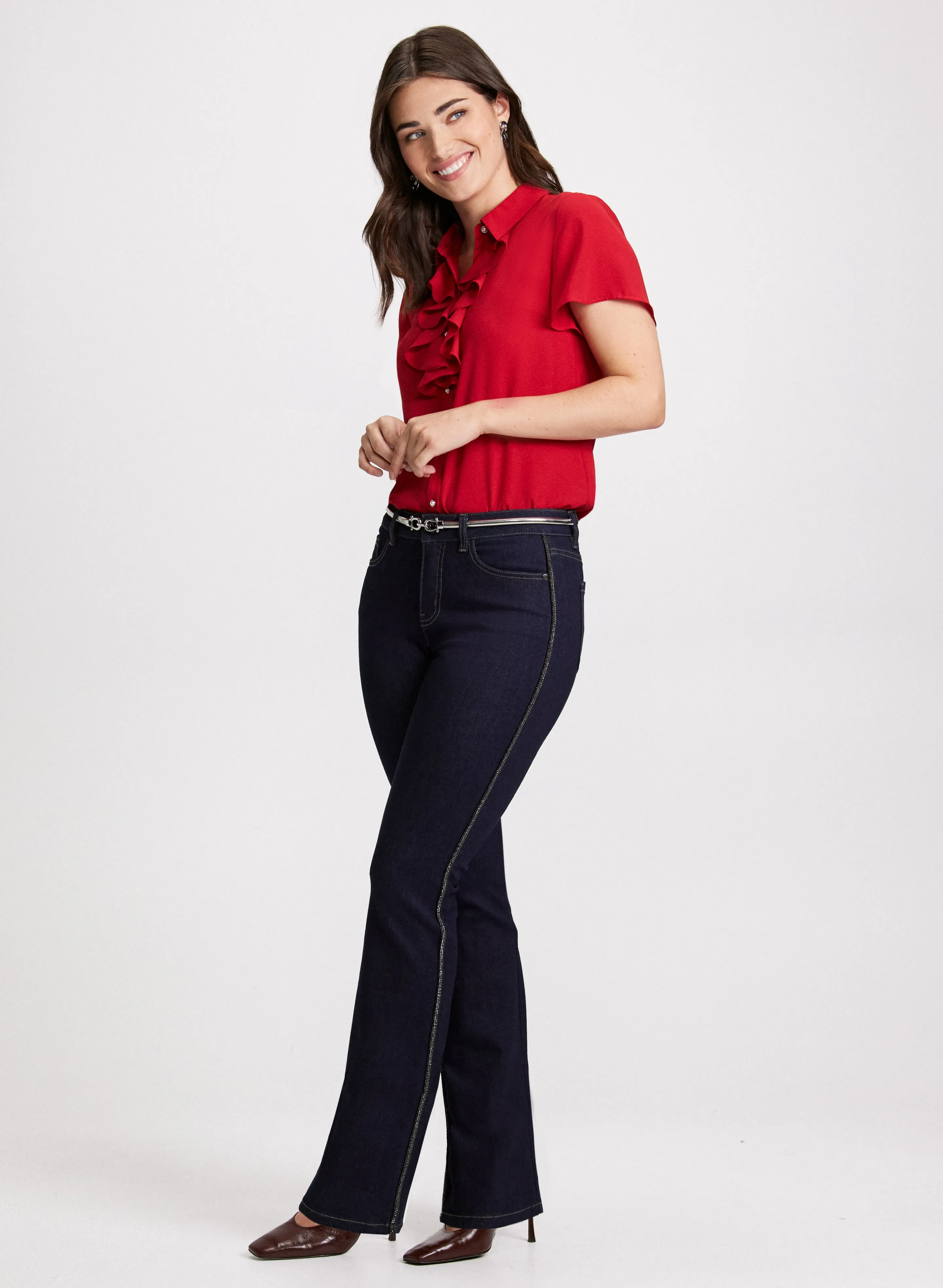 Short Sleeve Blouse & Flare-Leg Jeans sold by Laura
