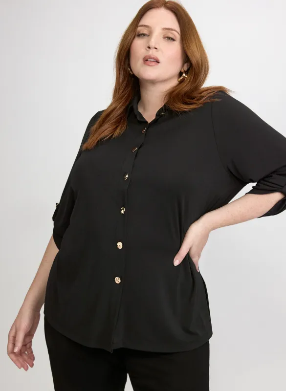 Jersey Button-Down Top sold by Laura