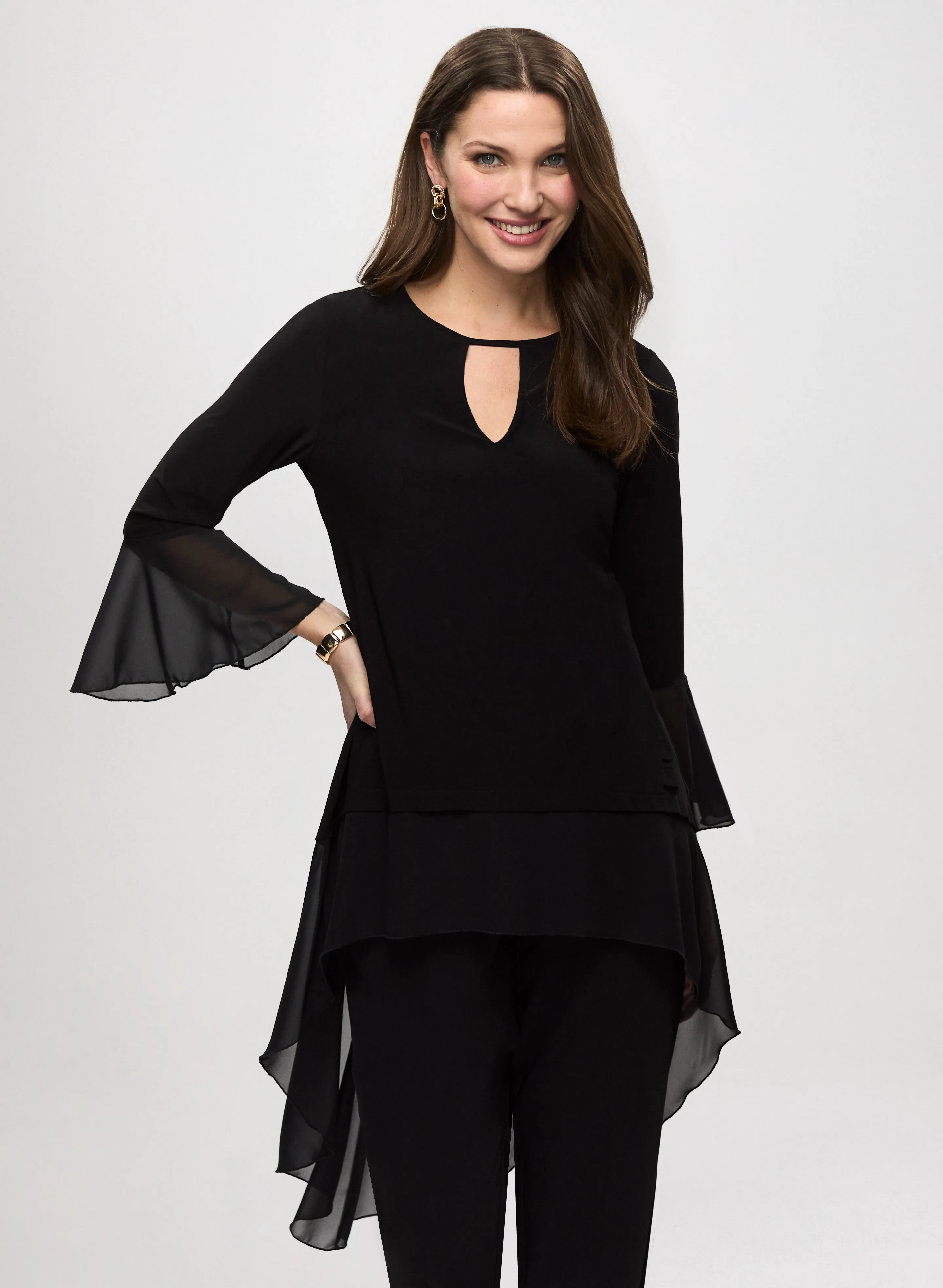 Ruffle Sleeve Asymmetric Tunic sold by Laura