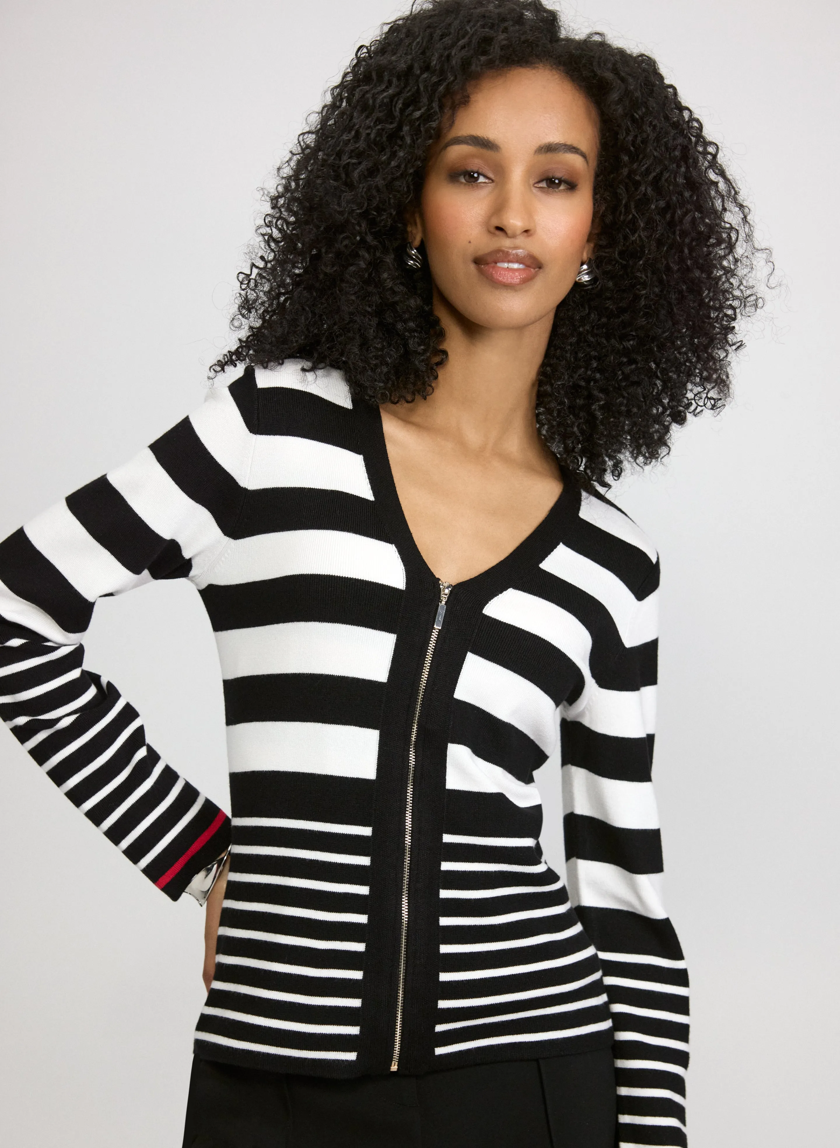 Stripe Zip Cardigan sold by Laura