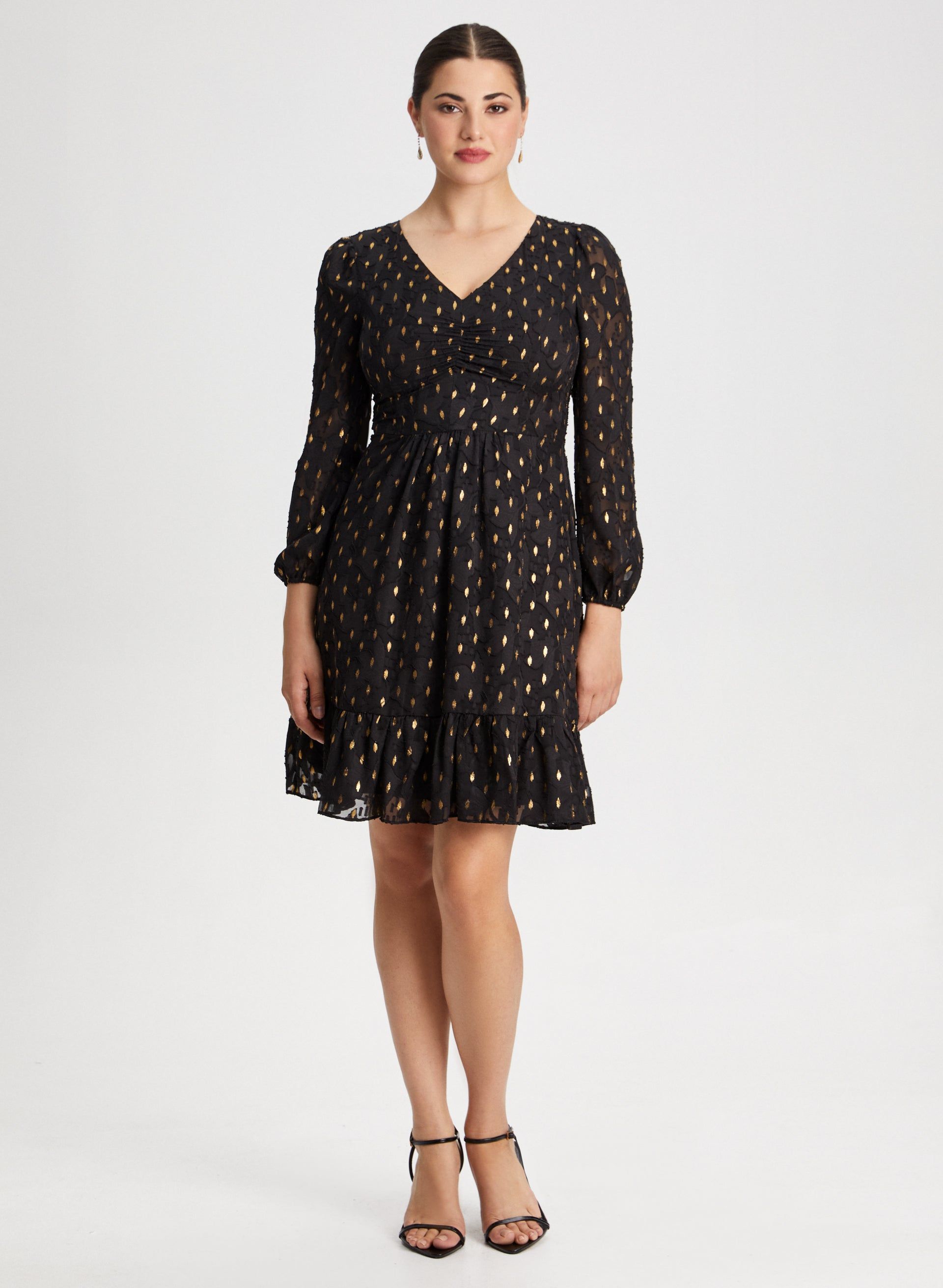 Gold Foil Motif Dress sold by Laura