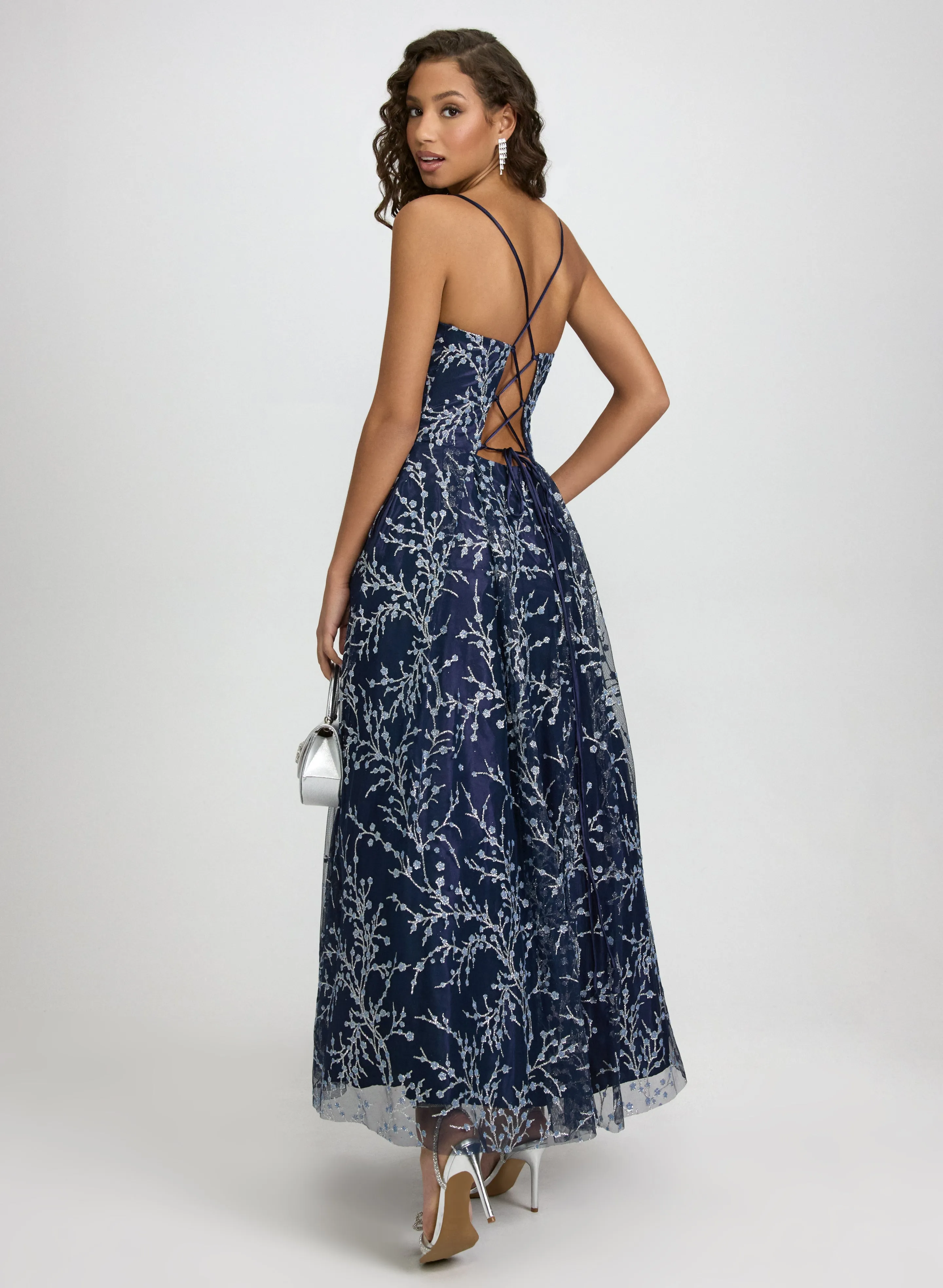 Glitter Tulle & Satin Gown sold by Laura product image thumbnail 3