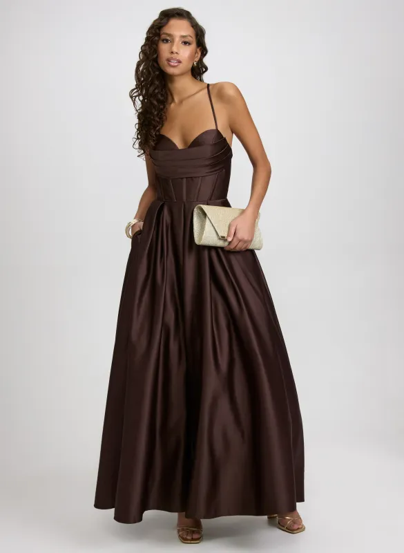 Draped Sweetheart Neck Dress sold by Laura