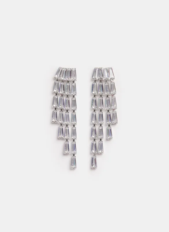 Cascading Crystal Baguette Earrings sold by Laura