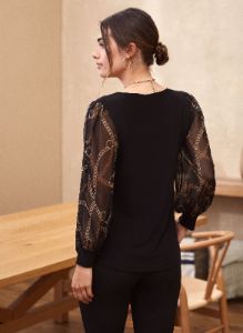 Chain Print Sleeve Top sold by Laura