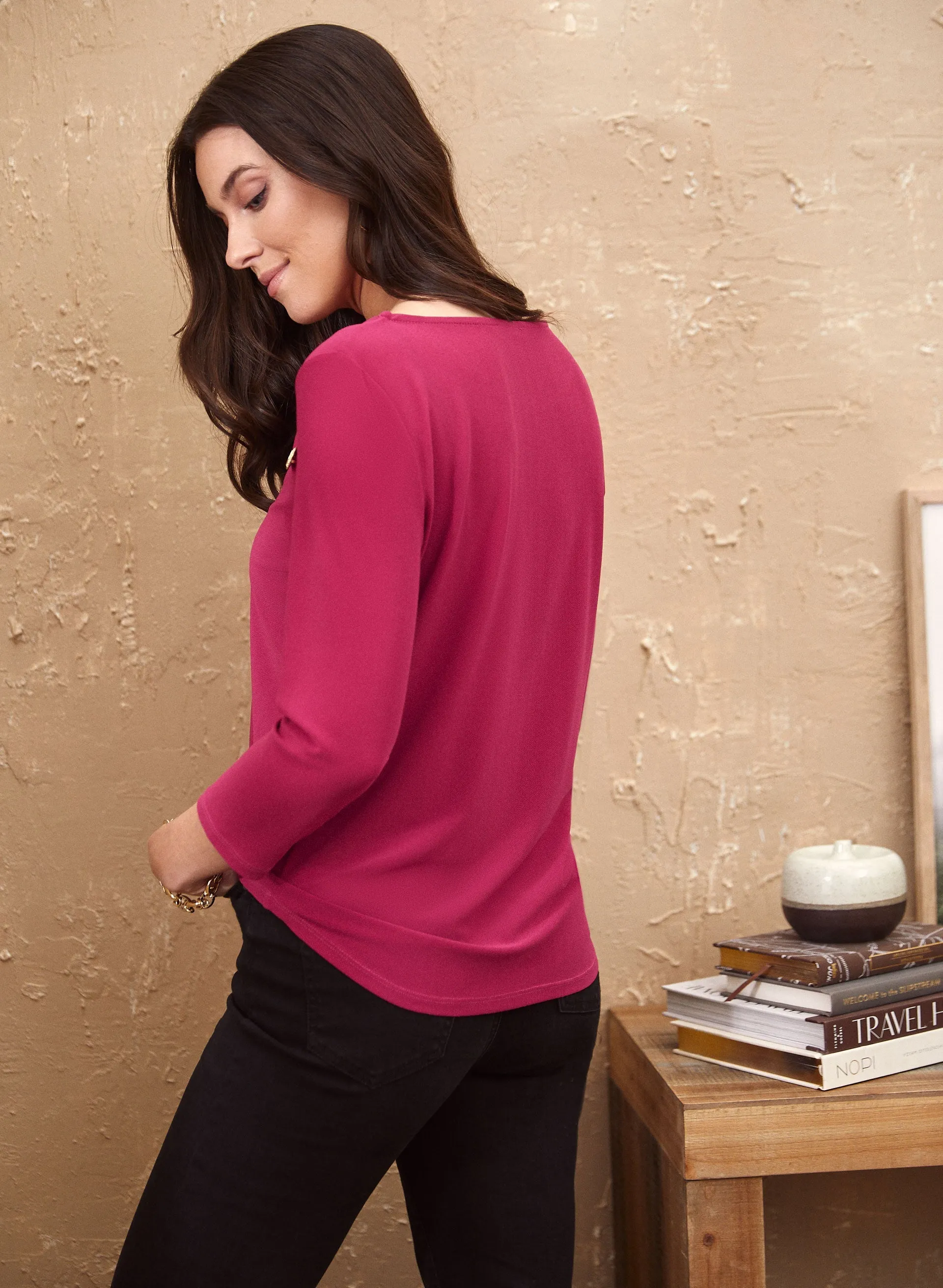 Golden Button Detail Crepe Top sold by Laura product image thumbnail 3