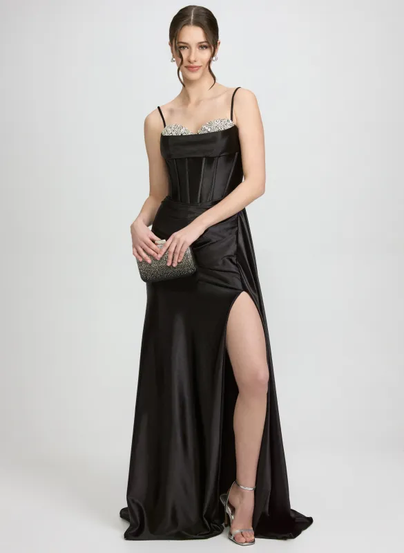Slit Satin Dress sold by Laura