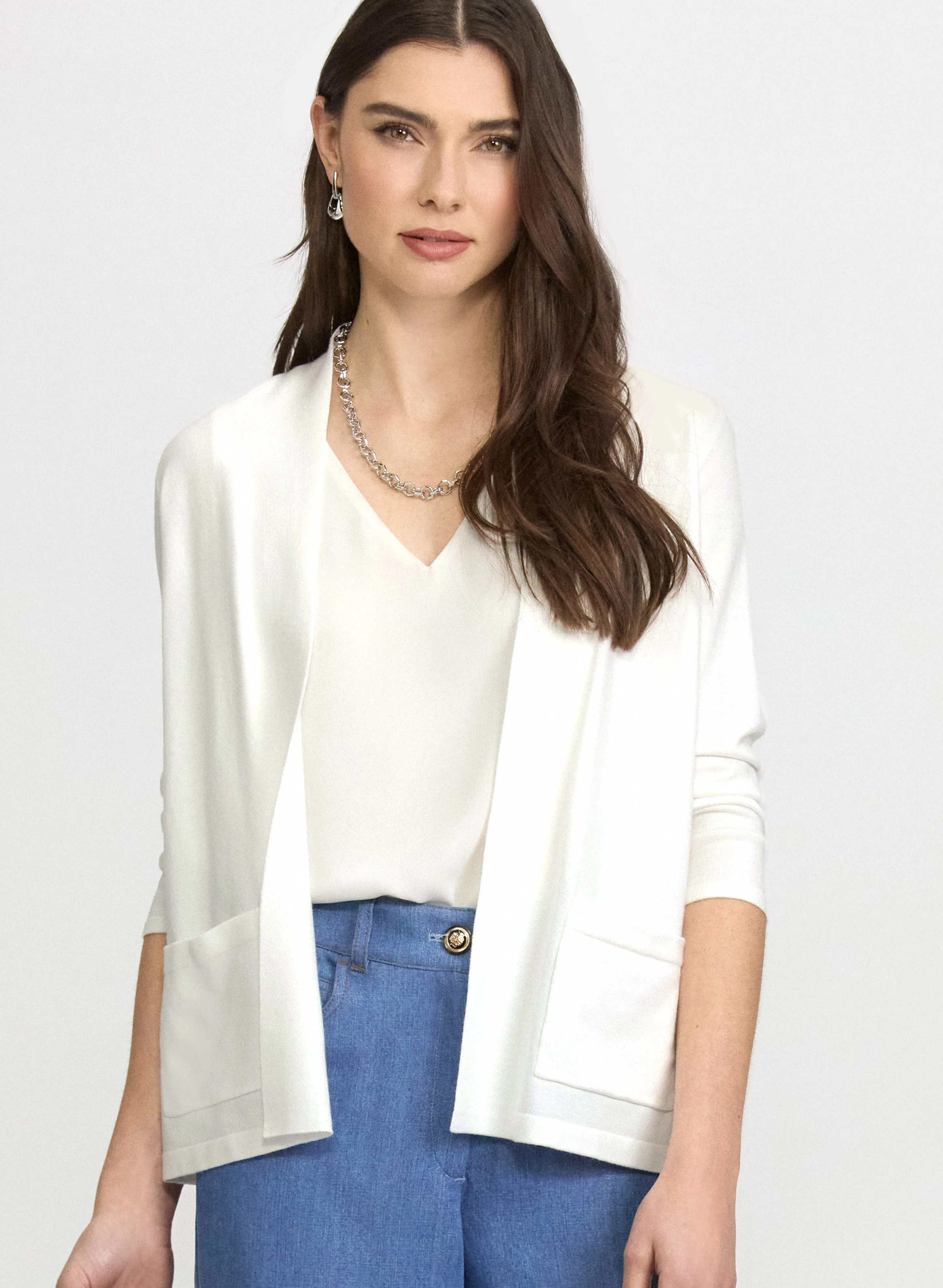 Knit Open-Front Cardigan sold by Laura