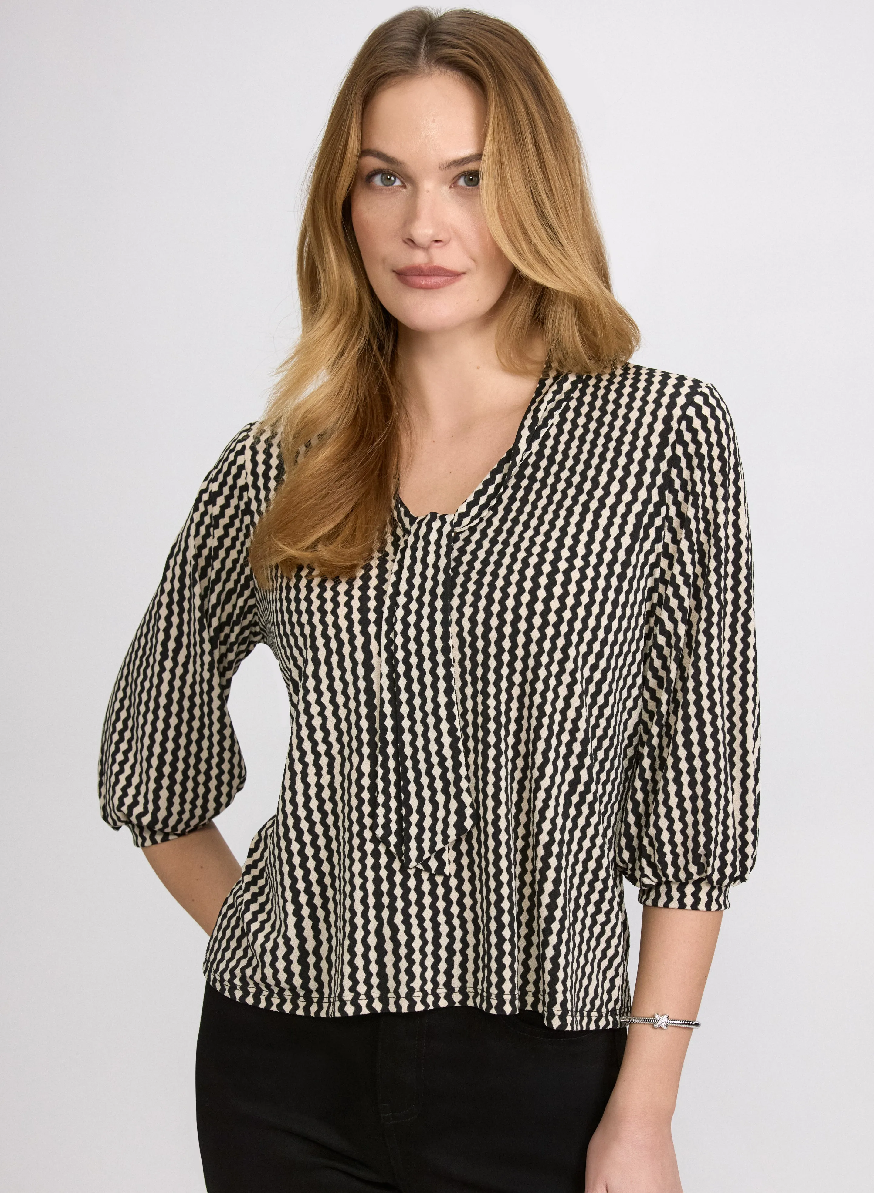 Wavy Stripe Print Top sold by Laura