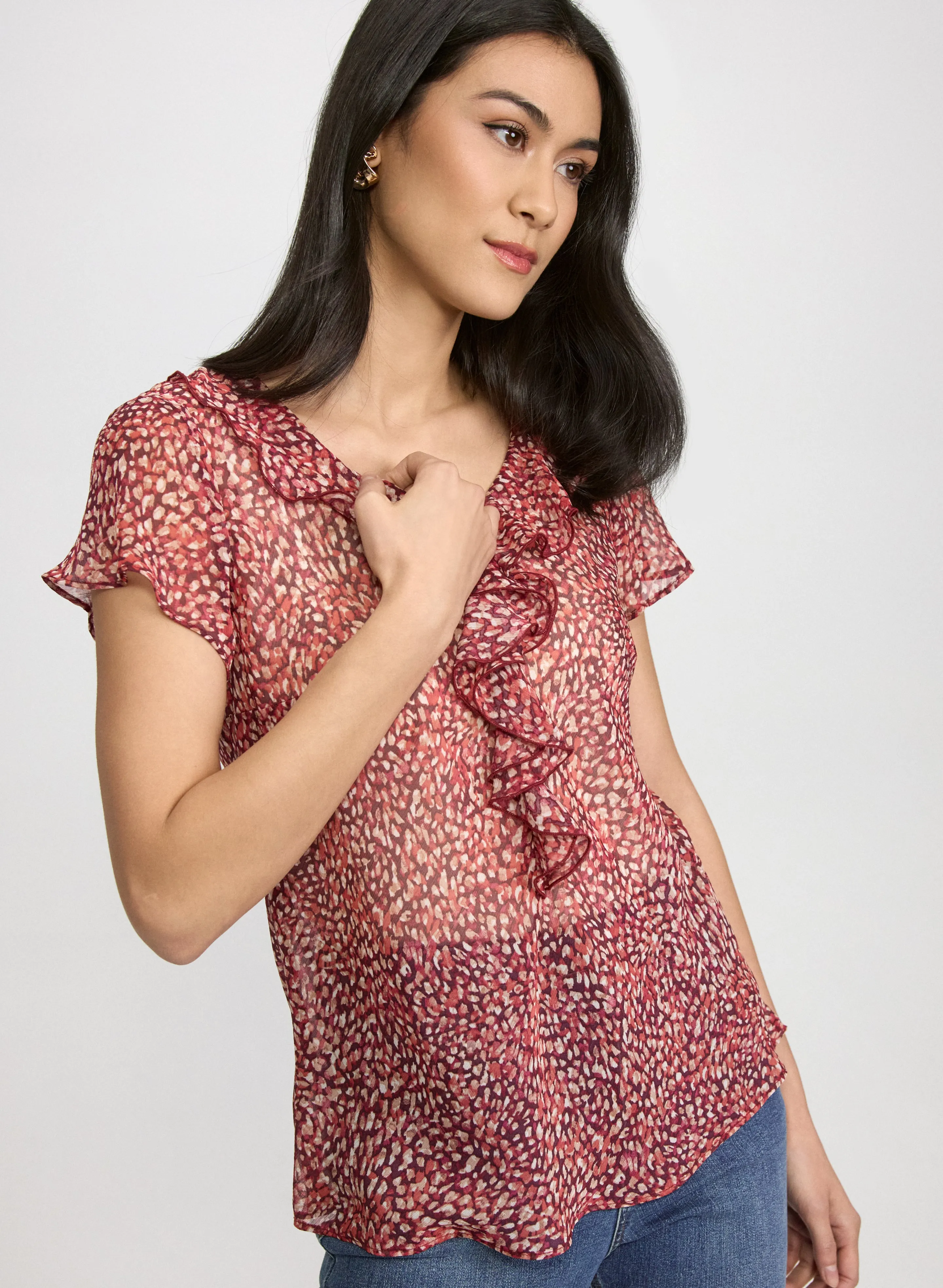 Ruffle V-Neck Blouse sold by Laura product image thumbnail 5