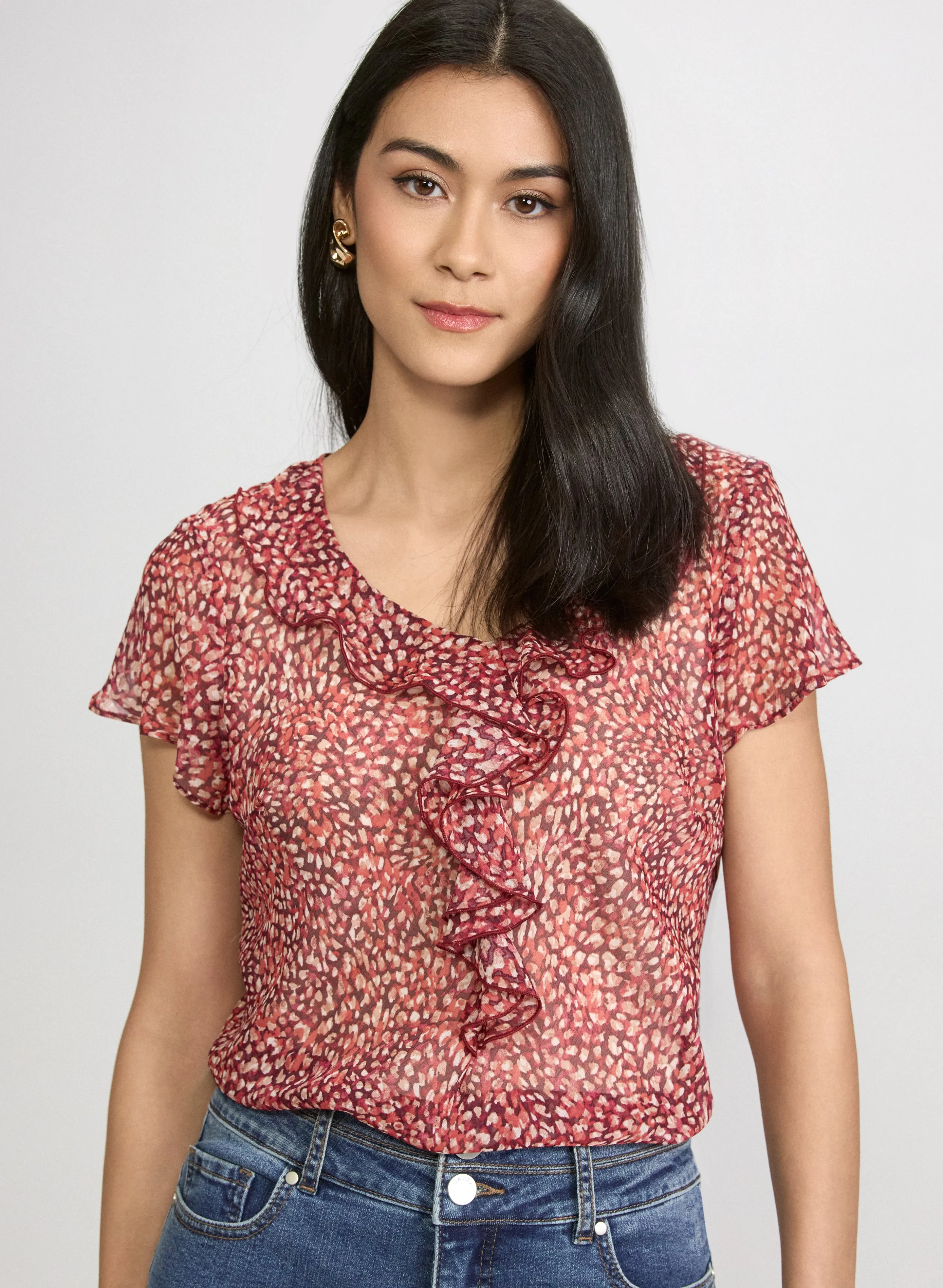 Ruffle V-Neck Blouse sold by Laura