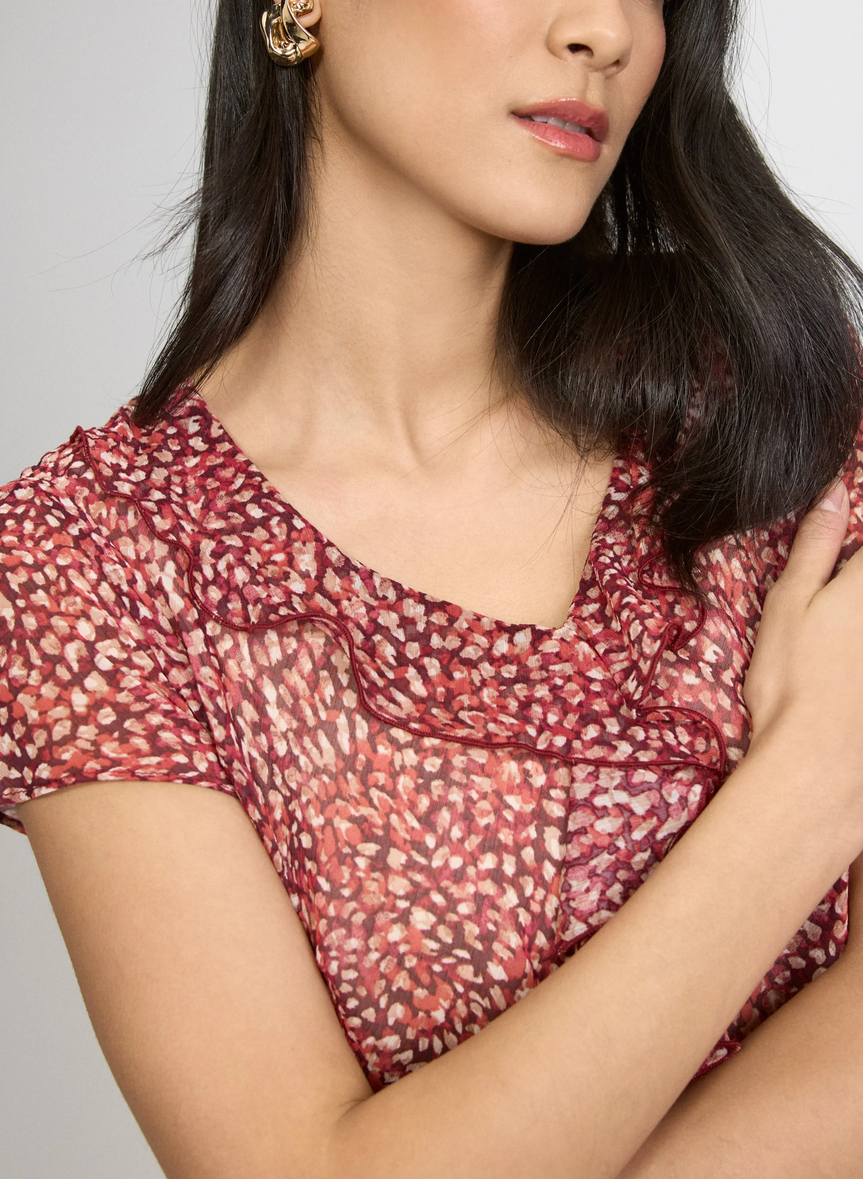 Ruffle V-Neck Blouse sold by Laura product image thumbnail 4