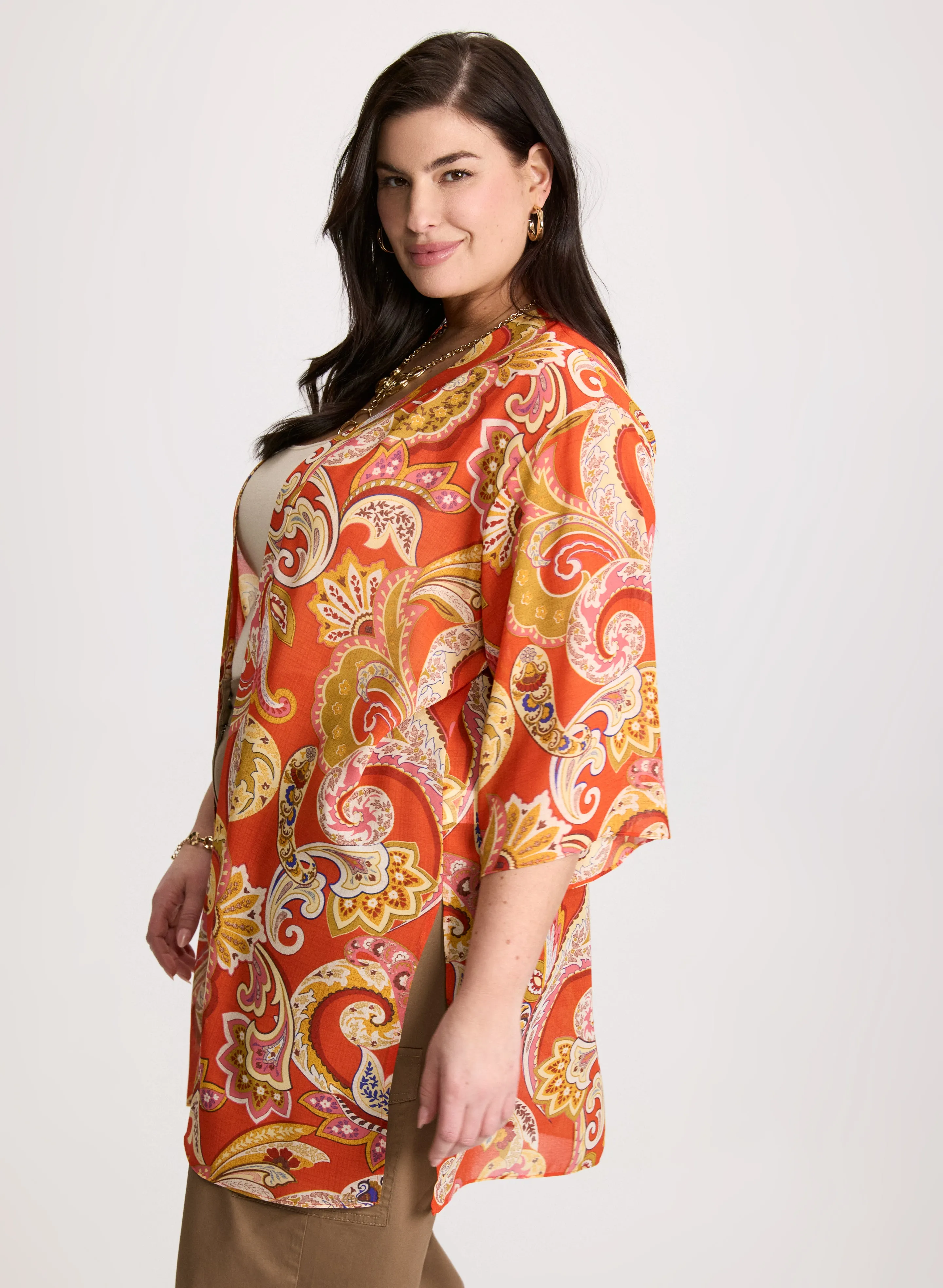Paisley Print Open-Front Blouse sold by Laura product image thumbnail 5