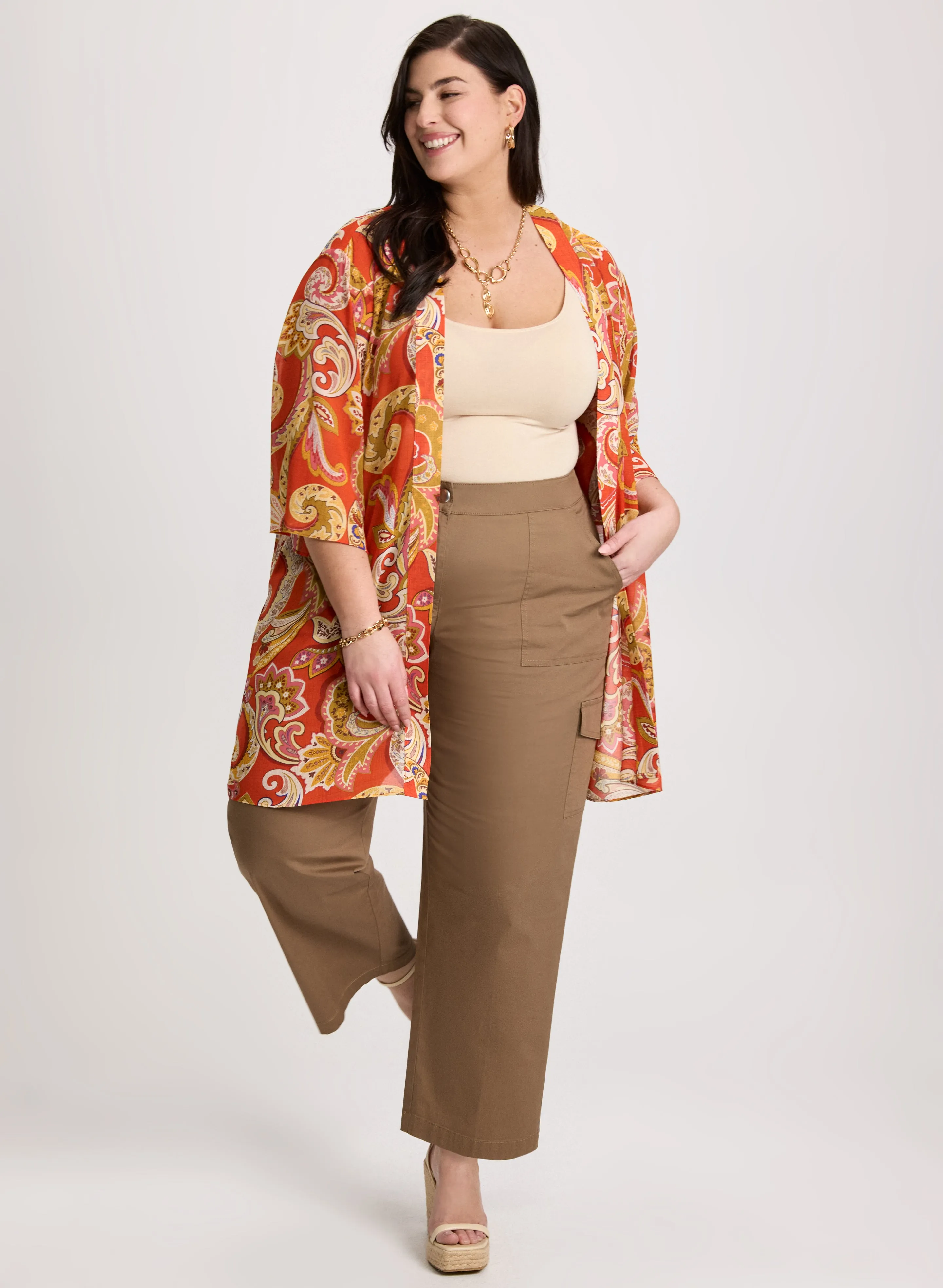 Paisley Print Open-Front Blouse sold by Laura product image thumbnail 2