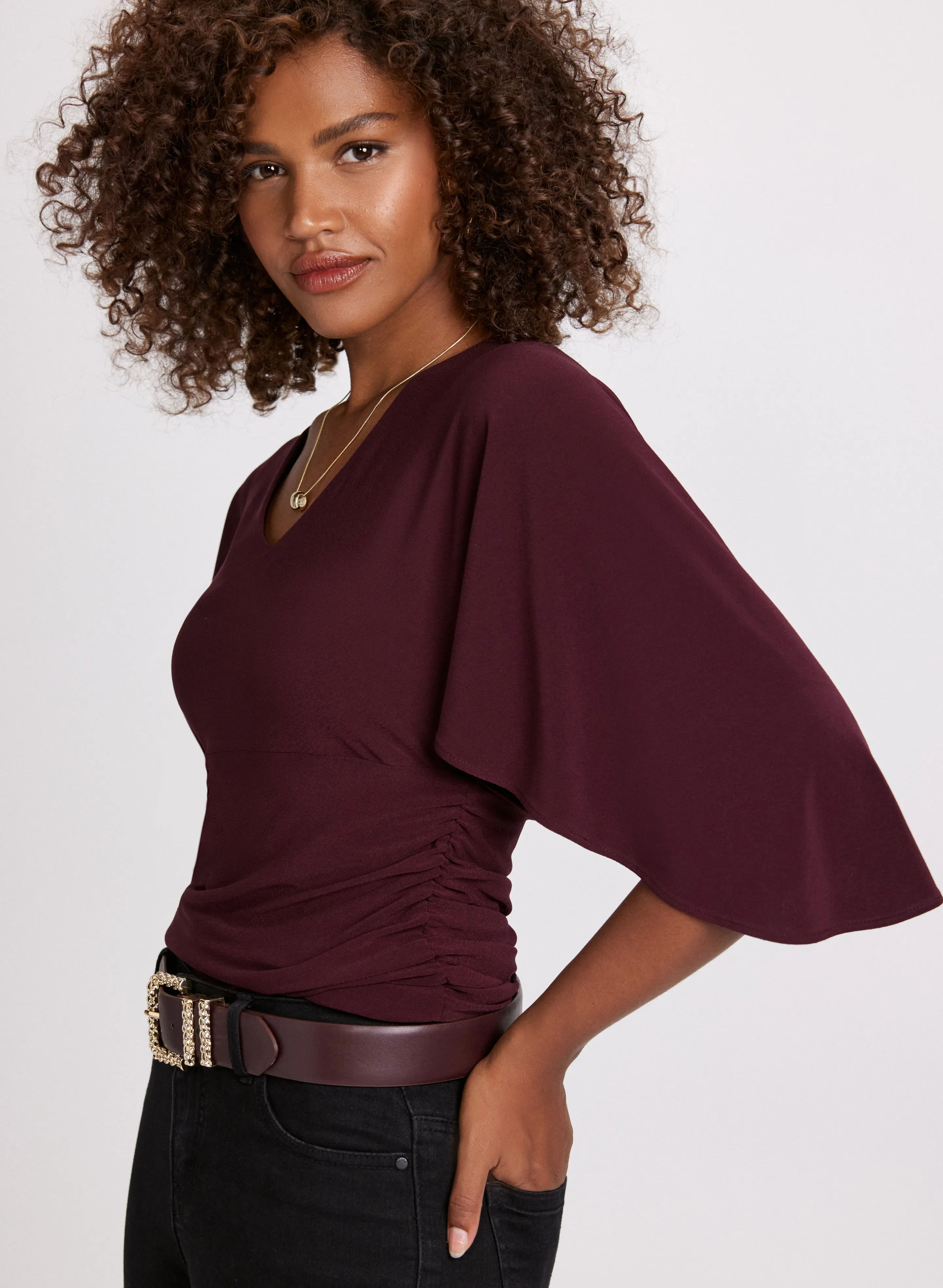 V-Neck Flared Sleeve Top sold by Laura