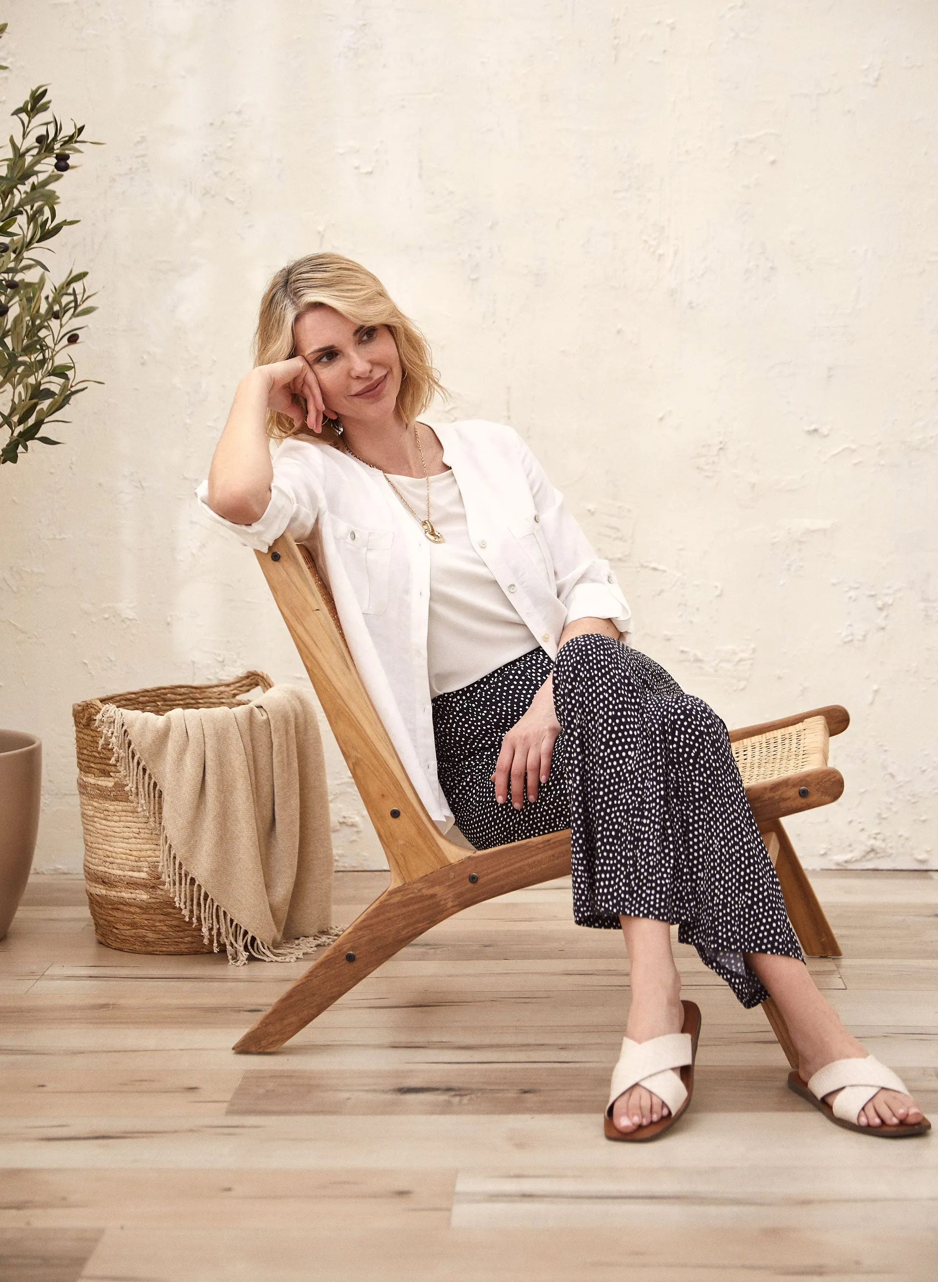 Linen Blend Button Front Blouse sold by Laura product image thumbnail 4