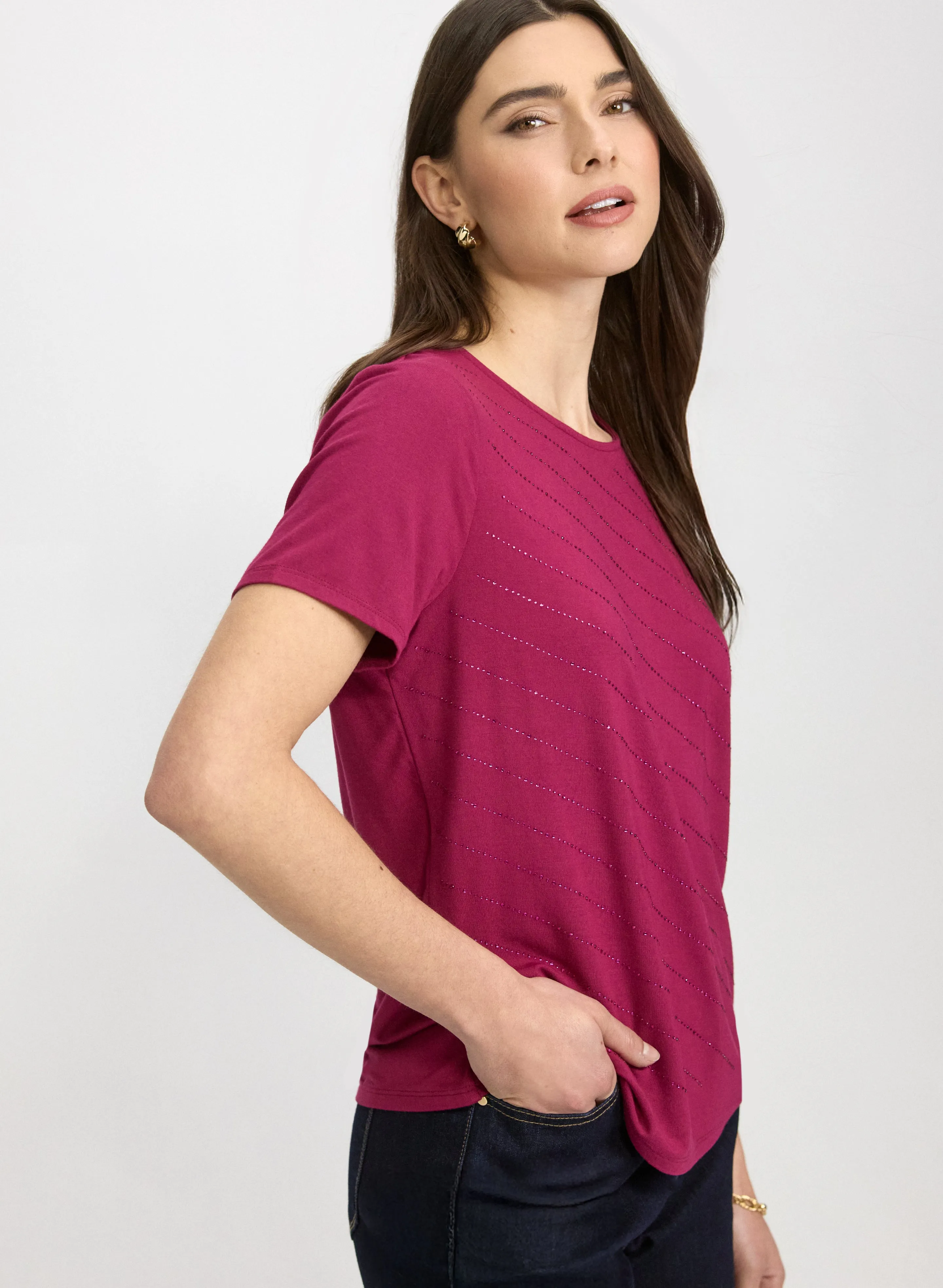 Rhinestone Striped T-Shirt sold by Laura product image thumbnail 5