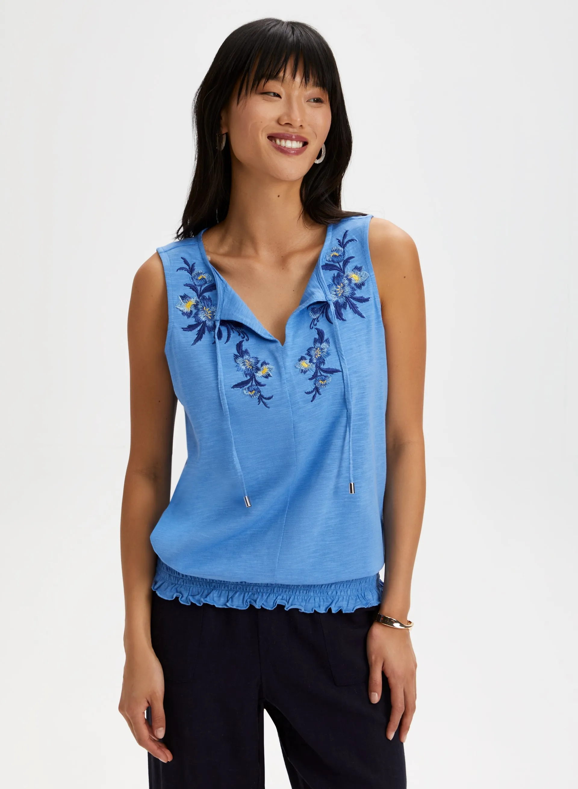 Embroidered Smocked Hem Top sold by Laura product image thumbnail 5