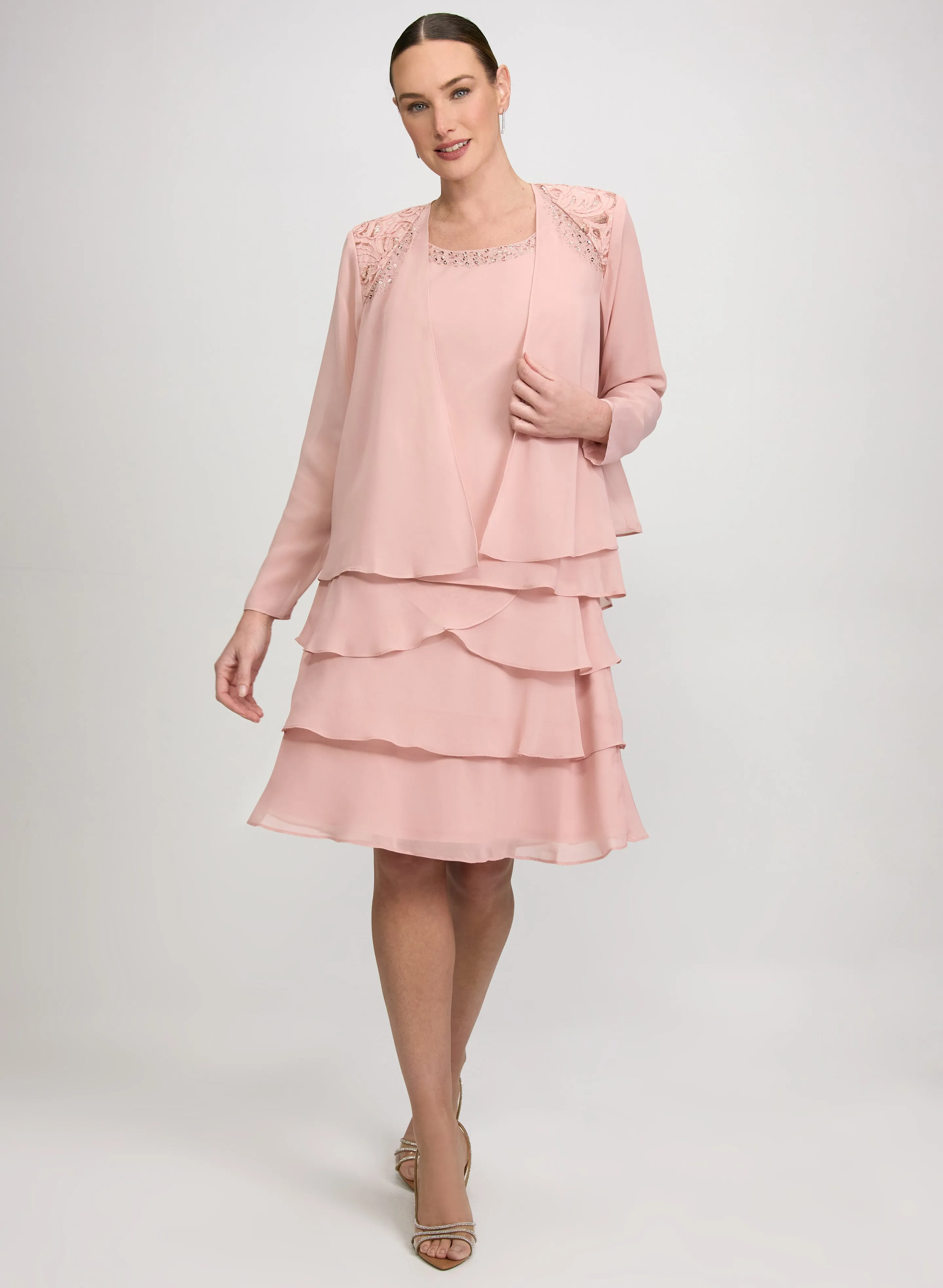 Embellished Jacket & Tiered Dress Set sold by Laura