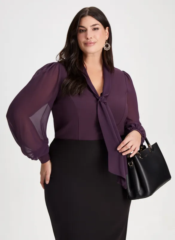 Self-Tie Chiffon Sleeve Blouse sold by Laura