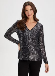 Sequin Long Sleeve Top sold by Laura