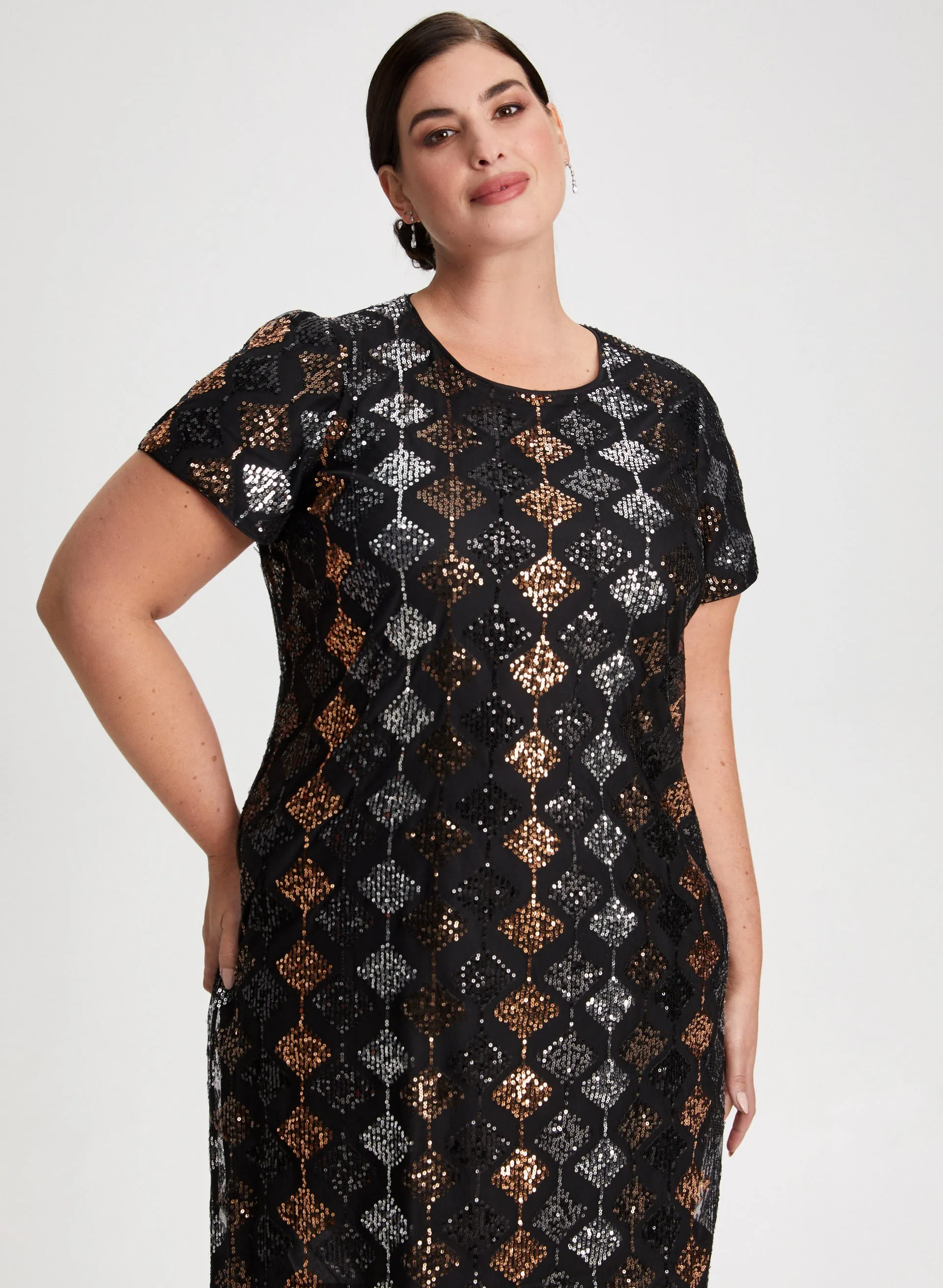 Diamond Motif Sequin Shift Dress sold by Laura product image thumbnail 5