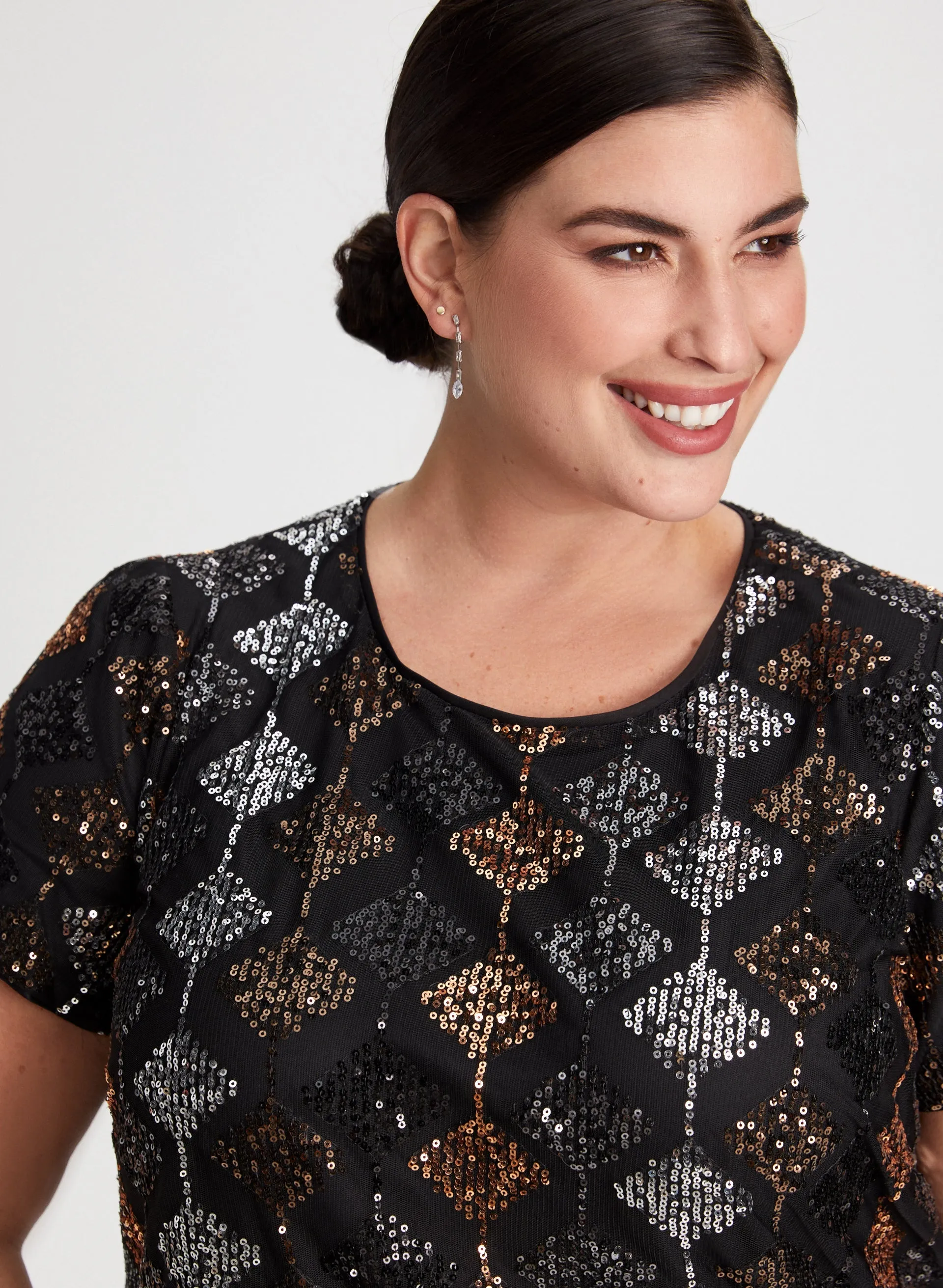 Diamond Motif Sequin Shift Dress sold by Laura product image thumbnail 4