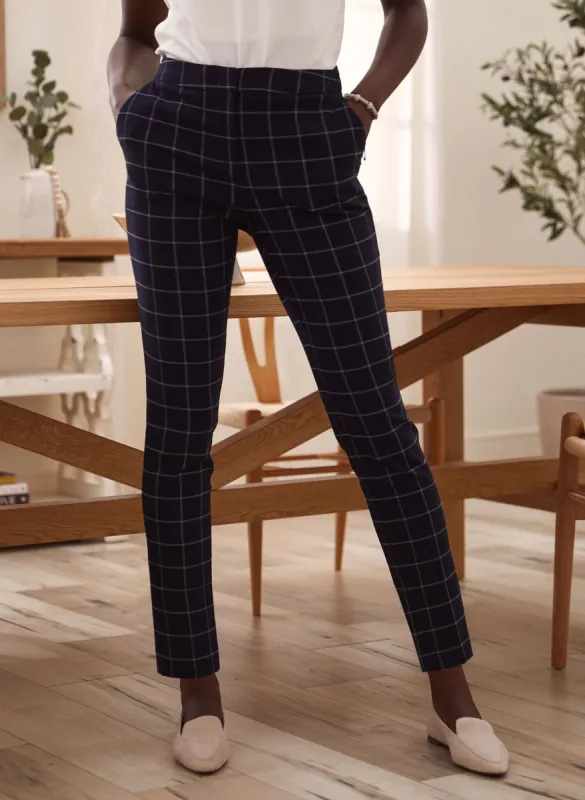 City Fit Windowpane Print Pants sold by Laura