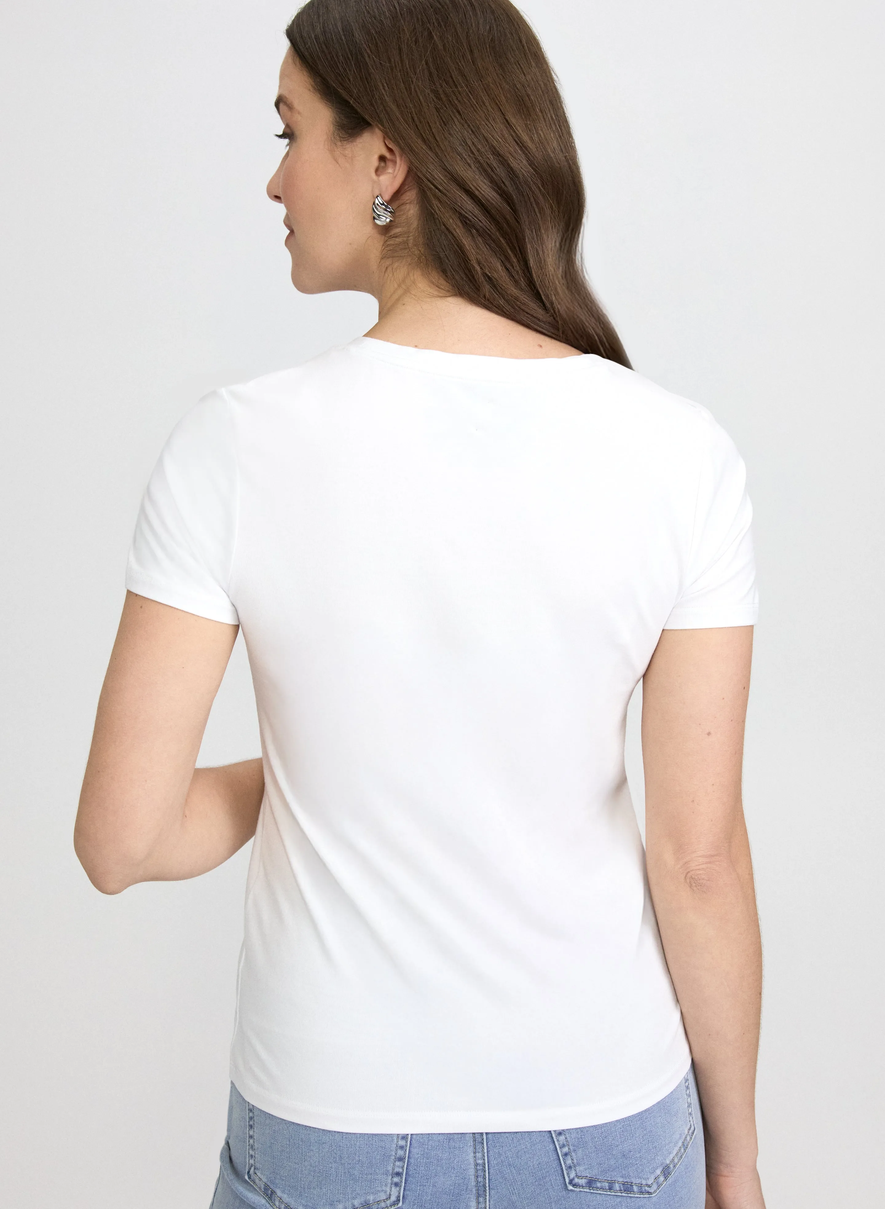Cotton-Blend Crew Neck T-Shirt sold by Laura product image thumbnail 4