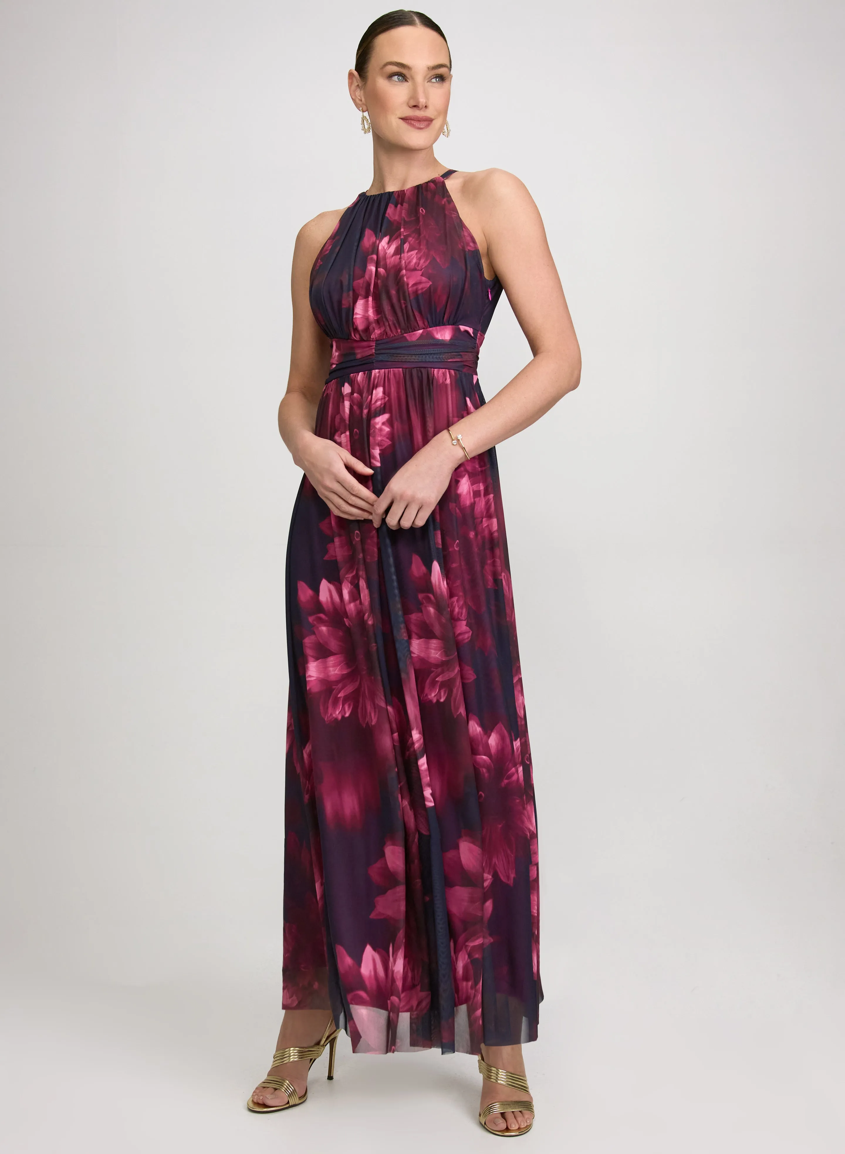 Floral Gathered Halter Dress sold by Laura