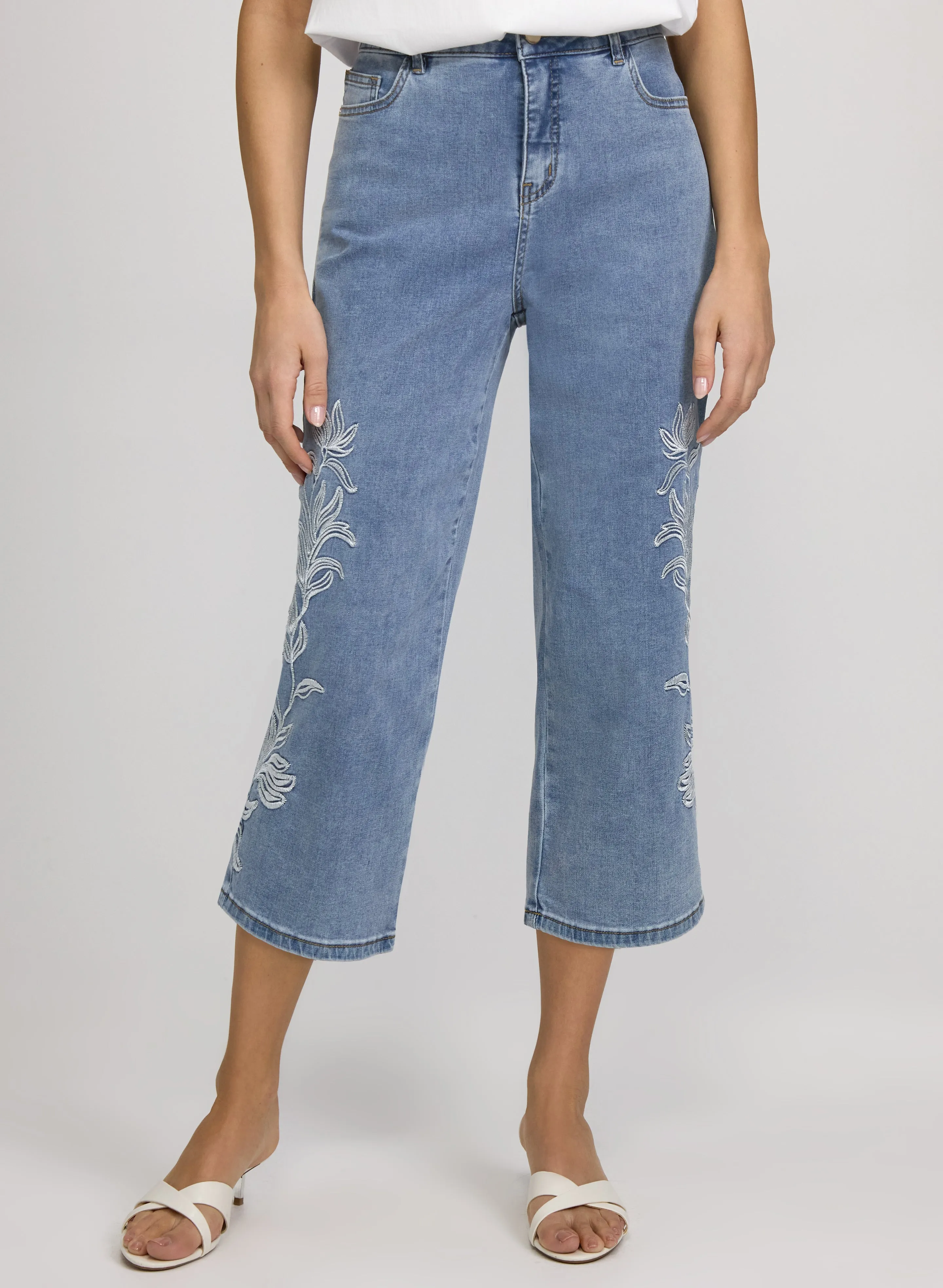 Embroidered Straight-Leg Capris sold by Laura