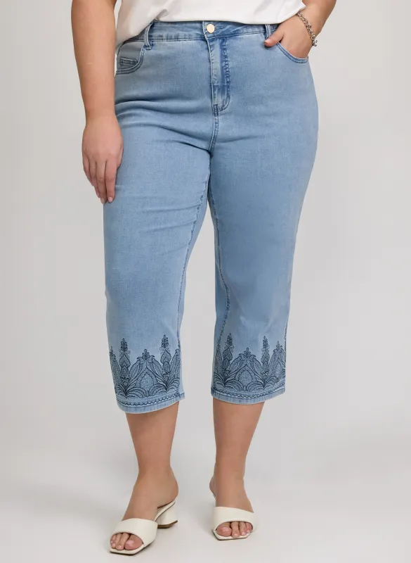 Embroidered Denim Capris made by Laura