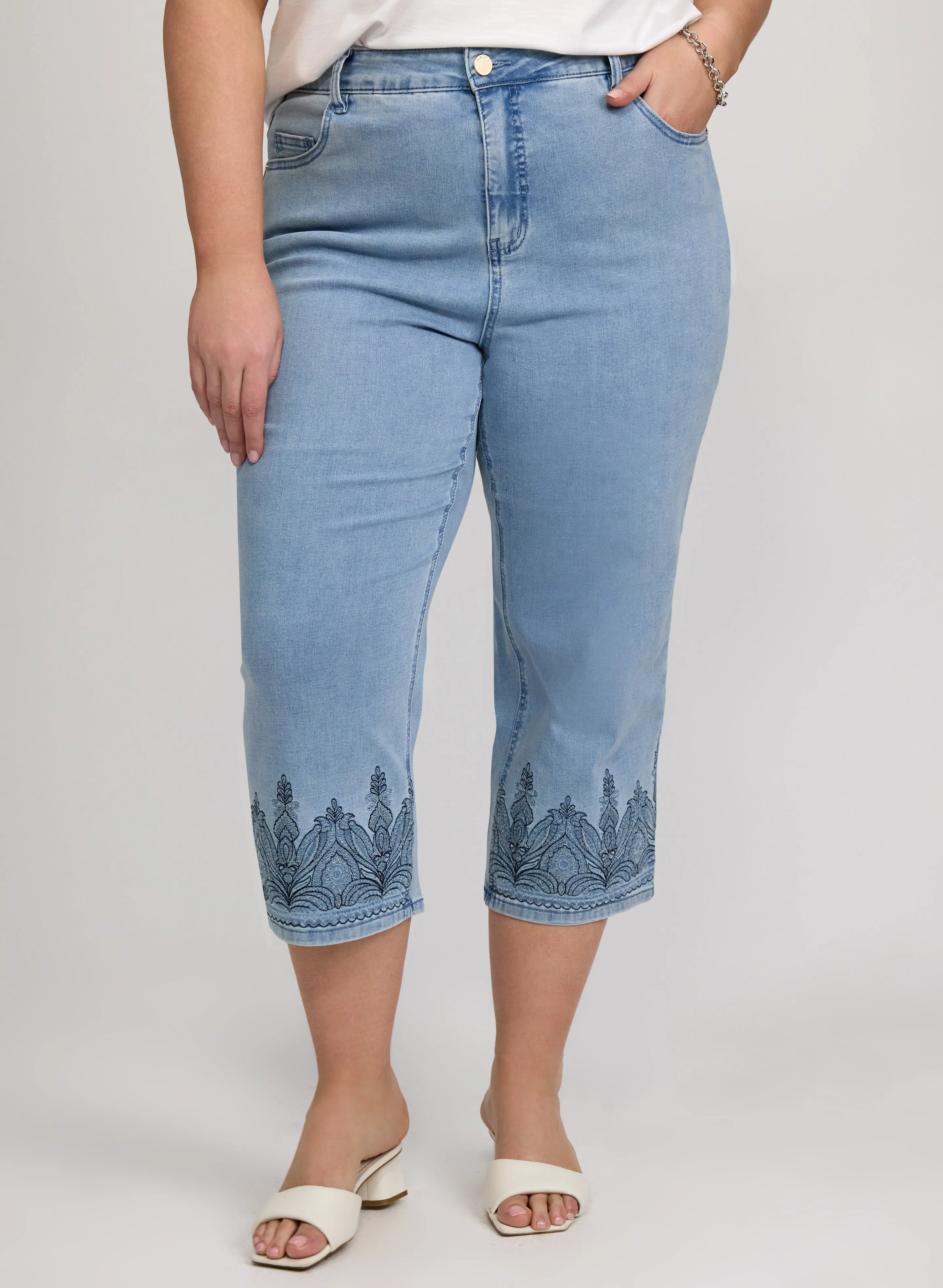 Embroidered Denim Capris sold by Laura