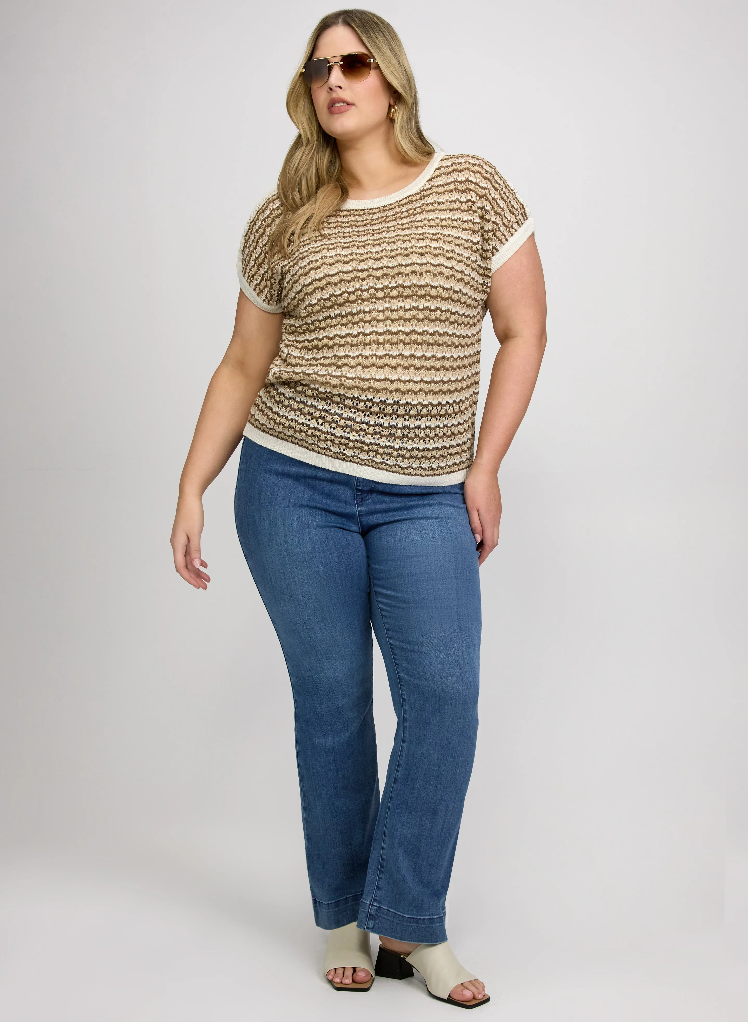 Stripe Pointelle Knit Sweater sold by Laura product image thumbnail 3