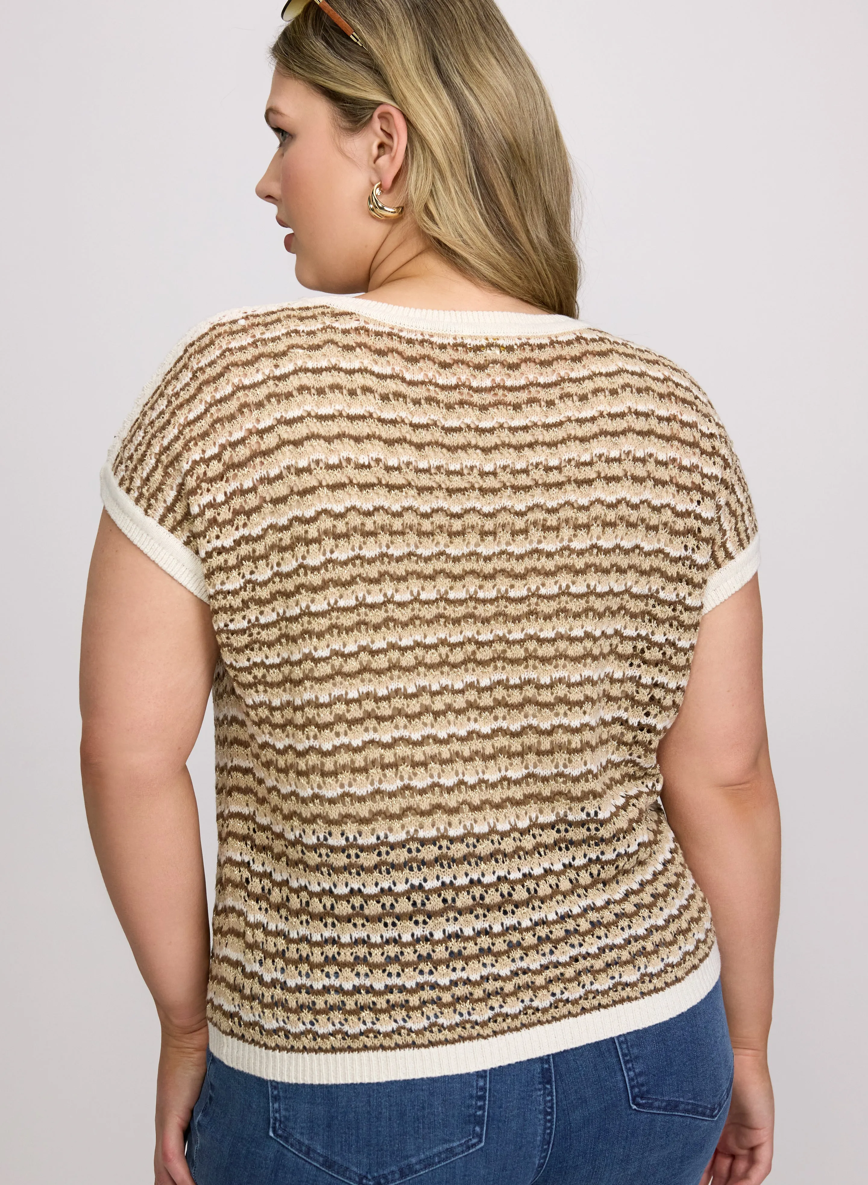 Stripe Pointelle Knit Sweater sold by Laura product image thumbnail 4