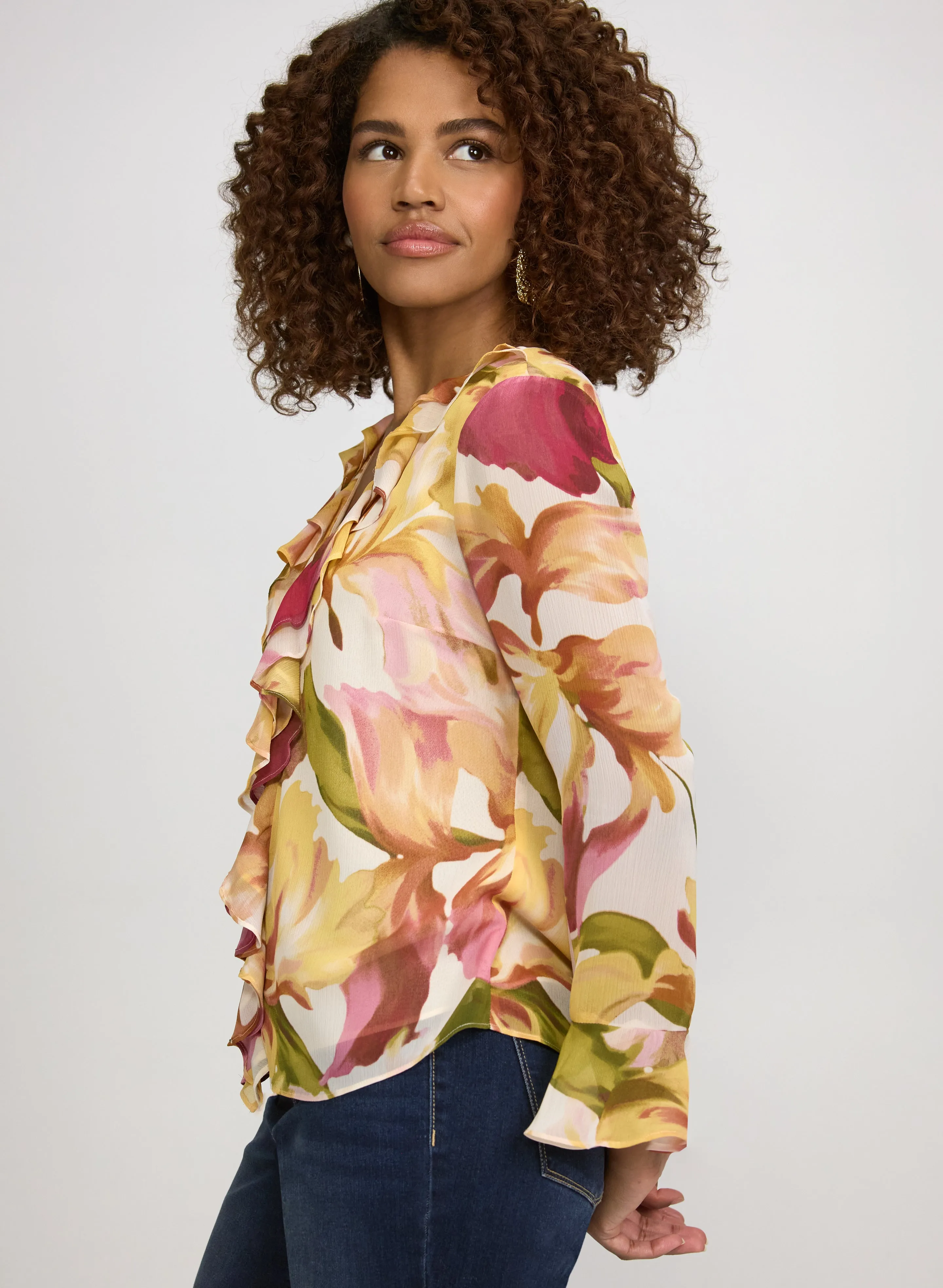 Floral Ruffle Front Blouse sold by Laura product image thumbnail 2