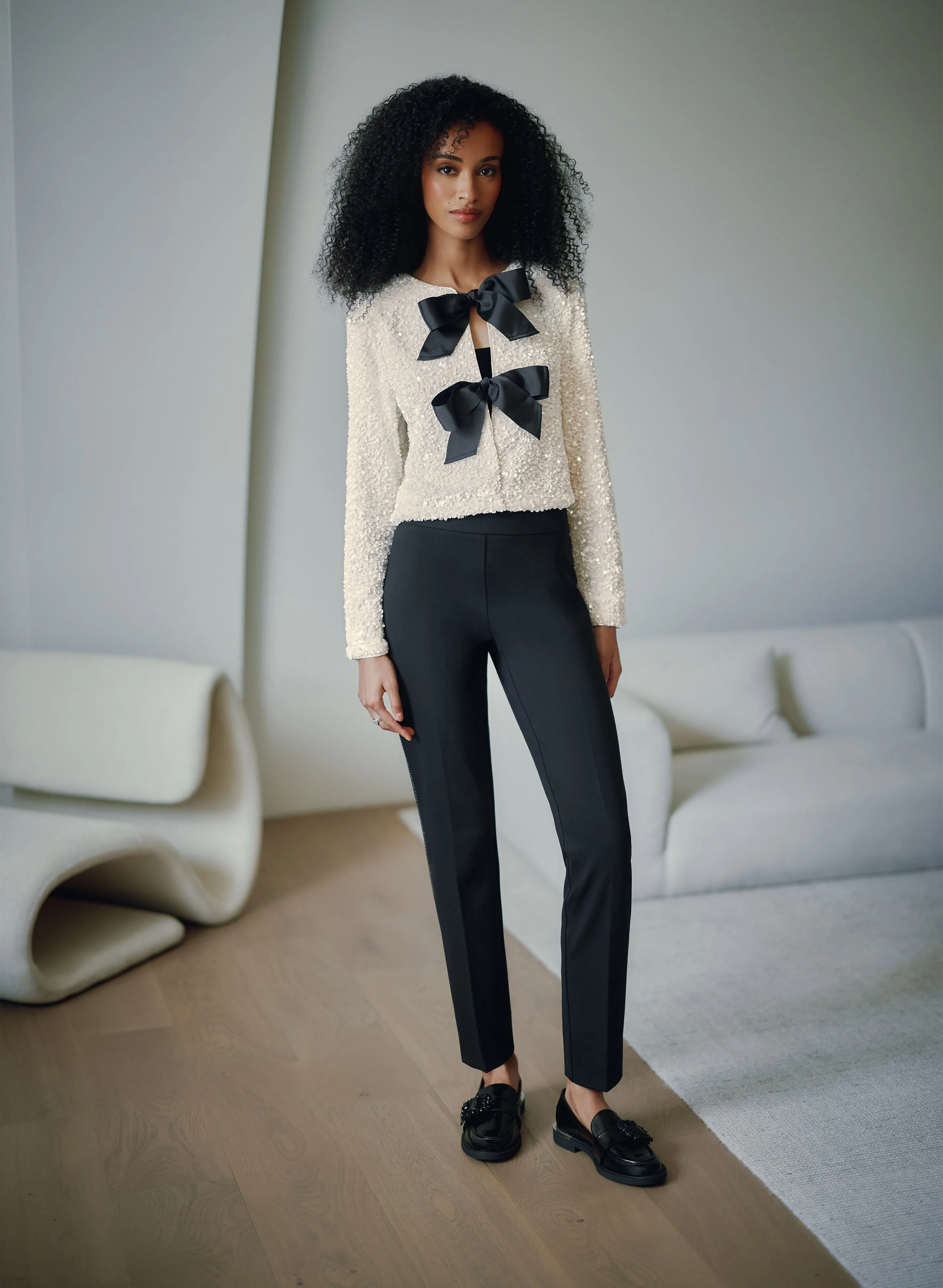 Sofia Metallic Stitch Slim-Leg Pants sold by Laura product image thumbnail 3