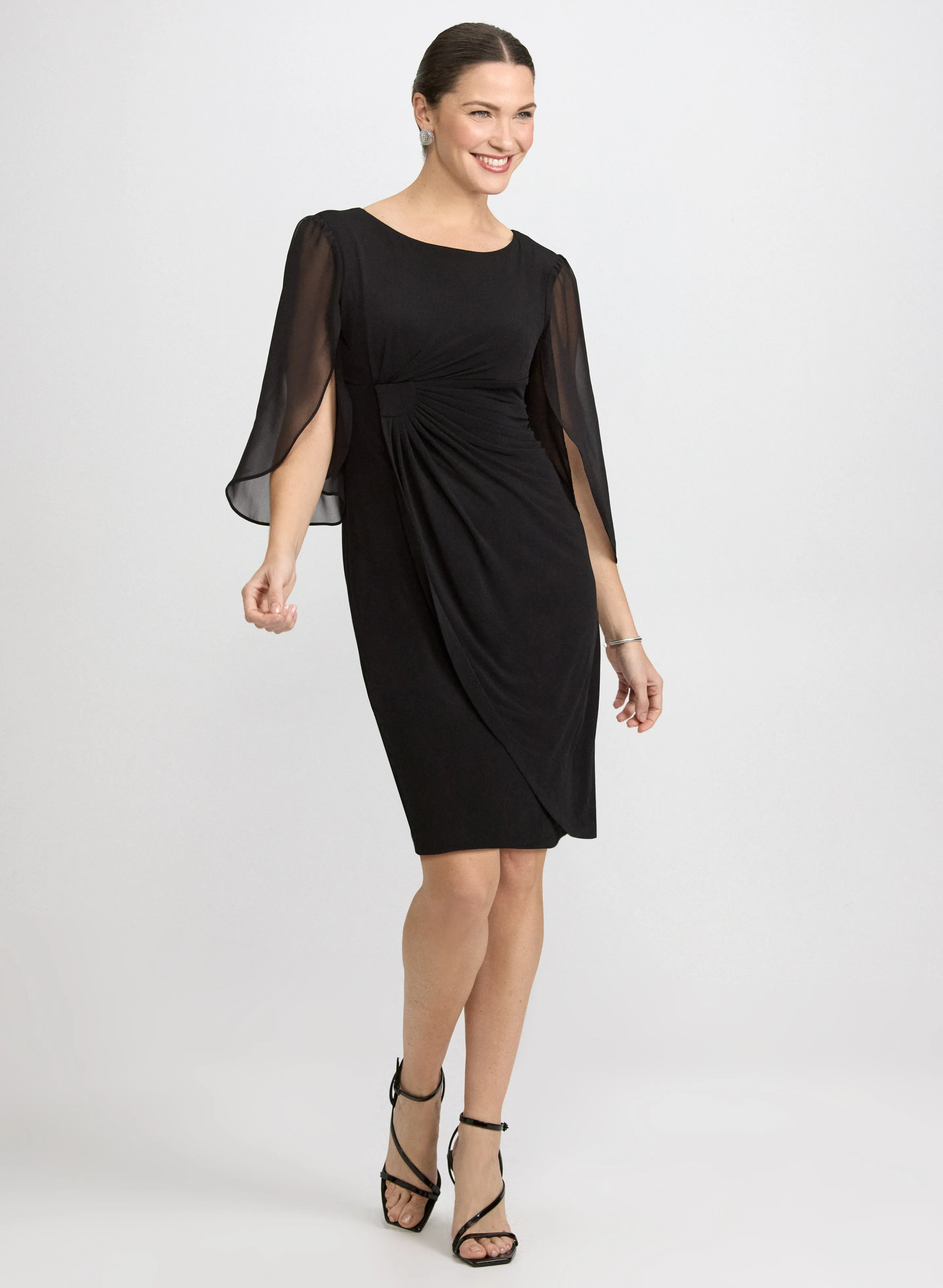 Chiffon Cape Sleeve Dress sold by Laura product image thumbnail 2