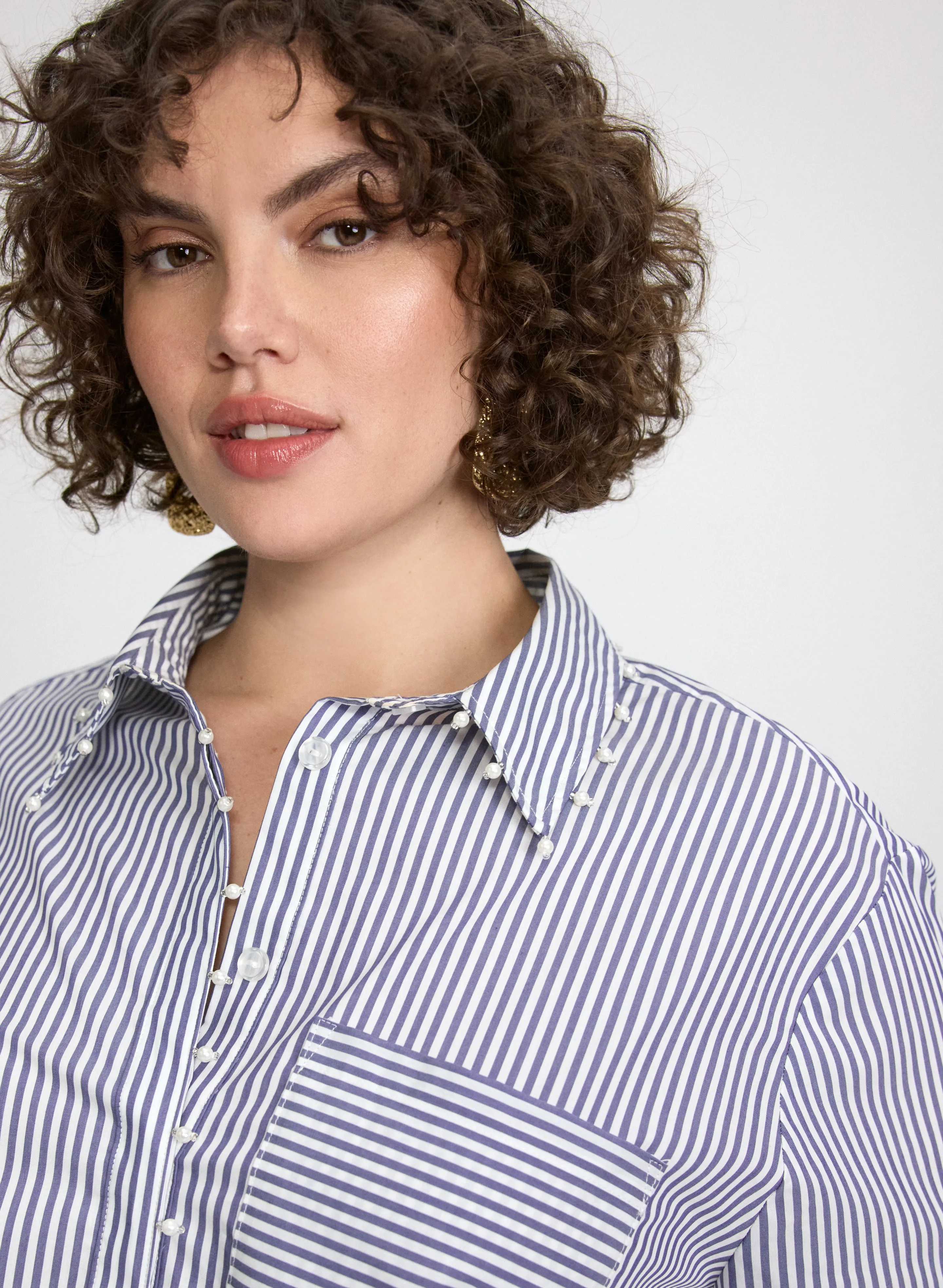 Stripe Pearl Trim Blouse sold by Laura product image thumbnail 2