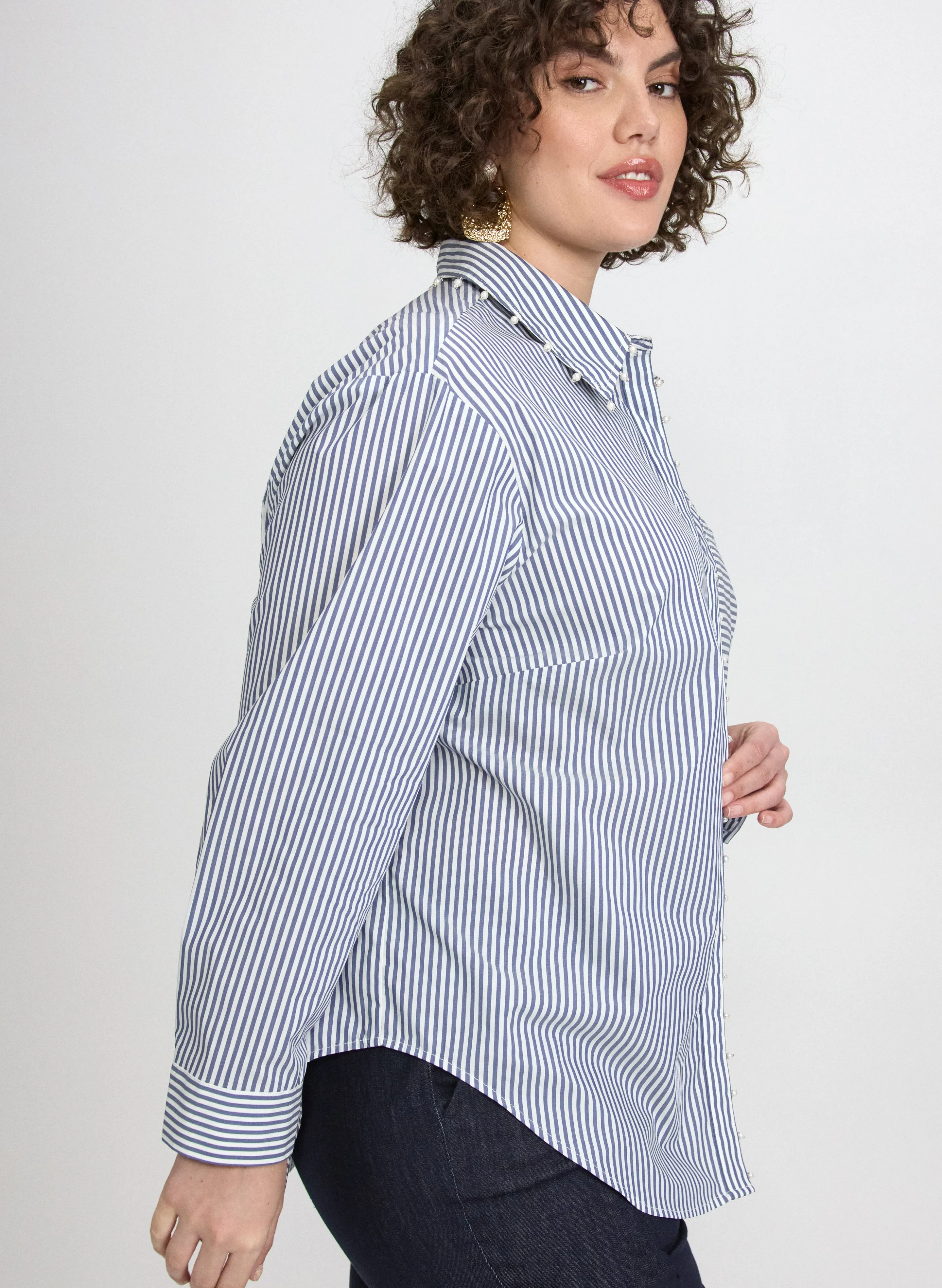 Stripe Pearl Trim Blouse sold by Laura product image thumbnail 5