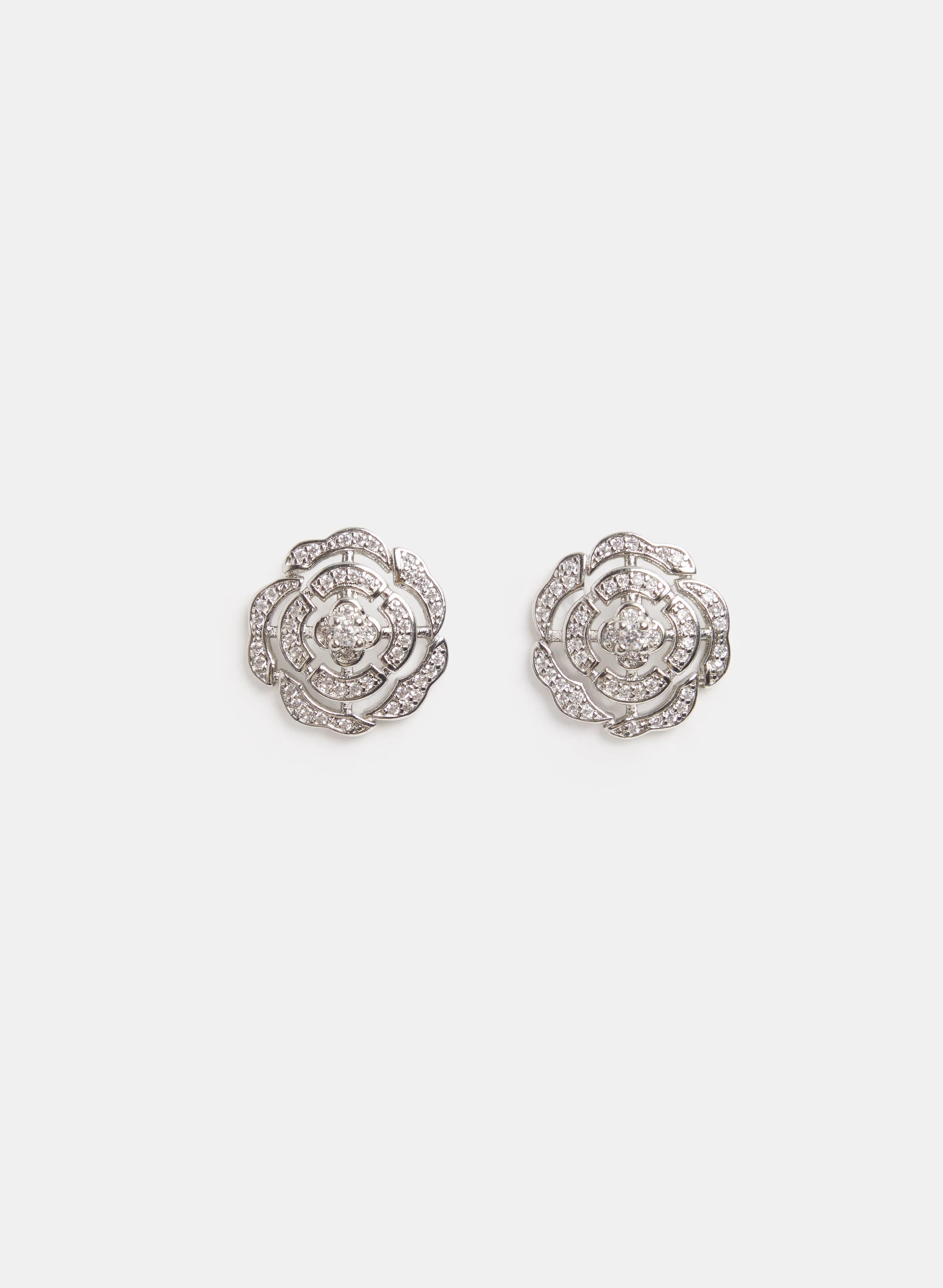 Crystal Cut-Out Rose Earrings sold by Laura