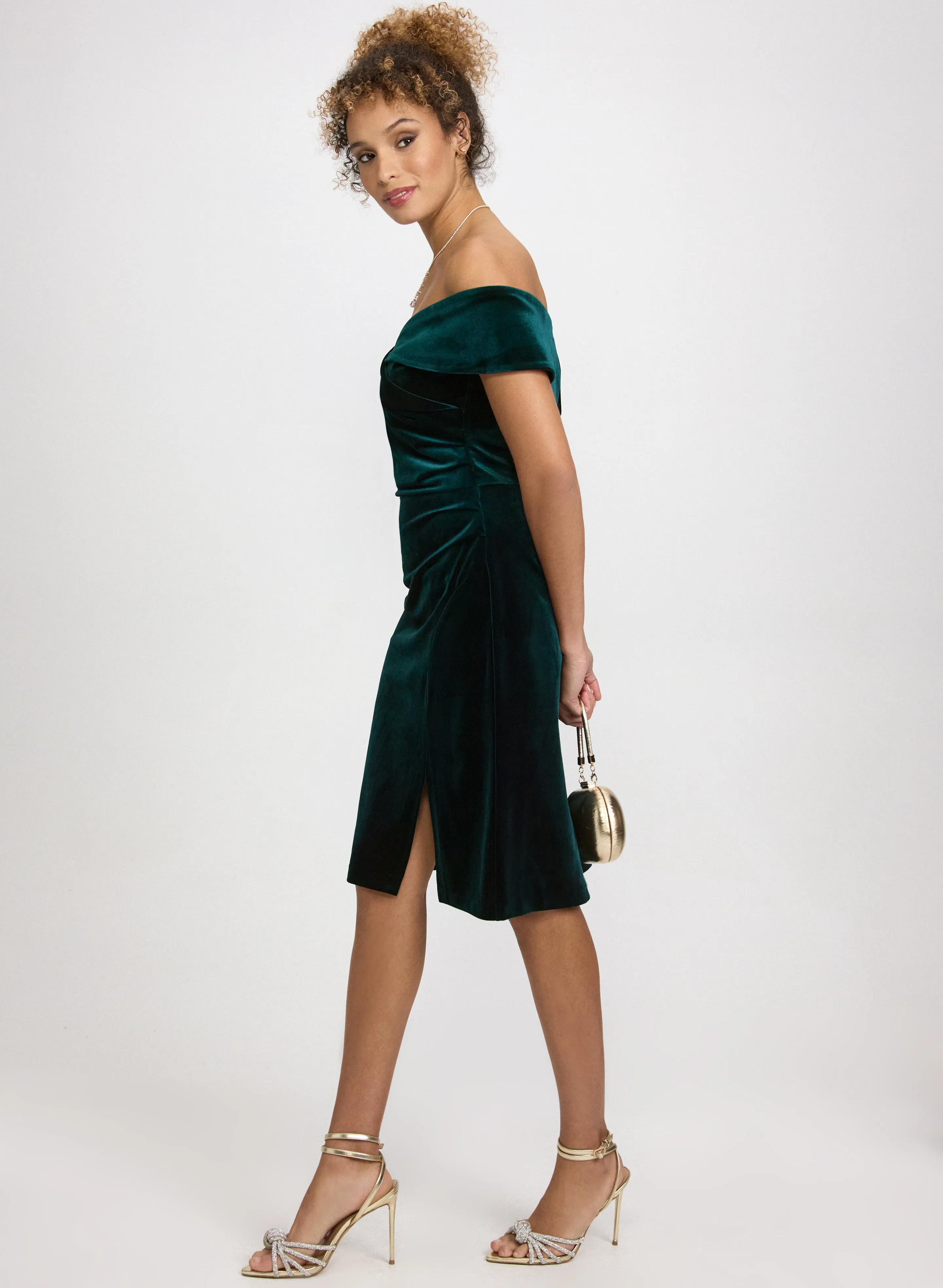 Off-The-Shoulder Velvet Dress sold by Laura product image thumbnail 3